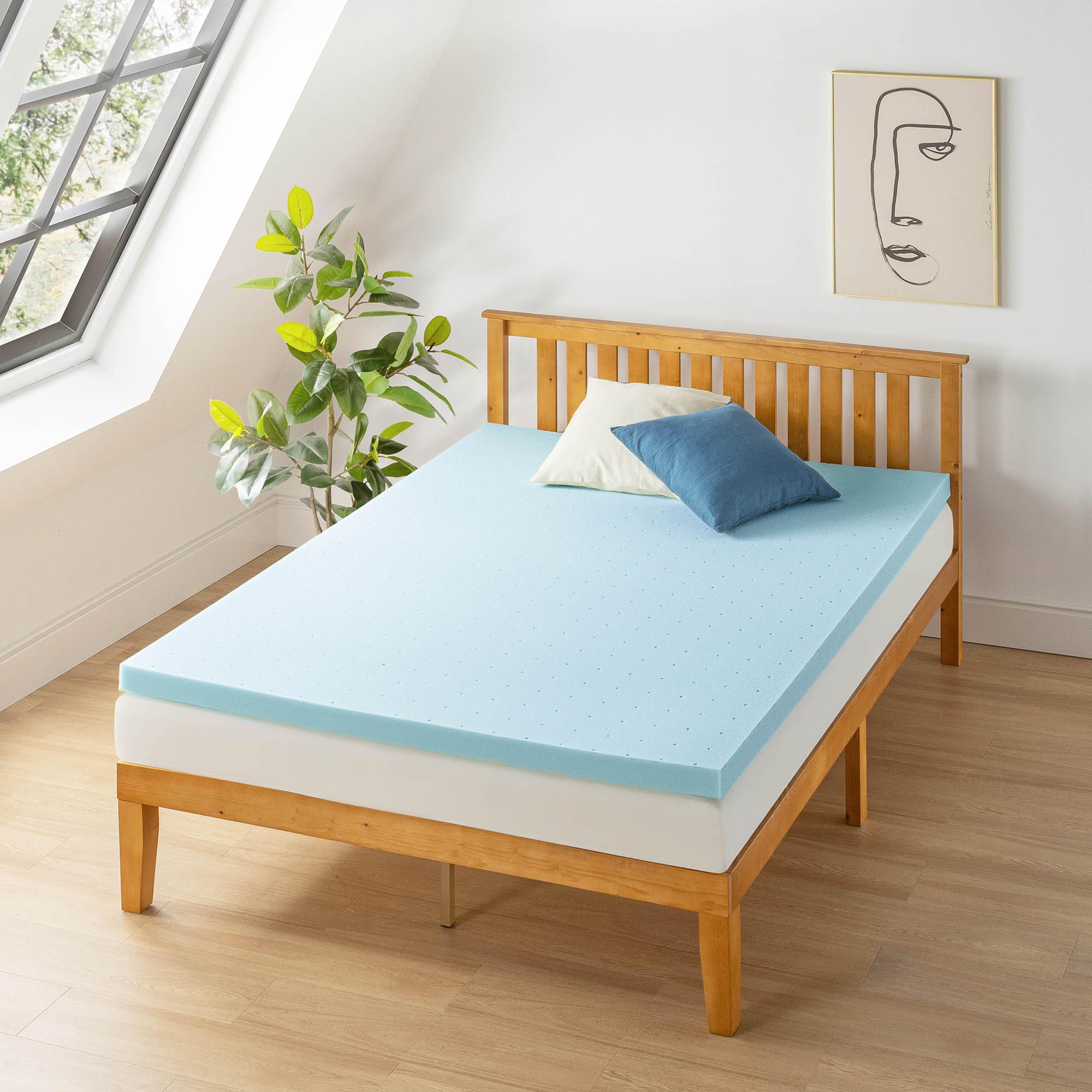 2.5 Inch Cooling Gel Memory Foam Mattress Topper - Ventilated & CertiPUR-US Certified - Twin XL Size - Blue - Best for Hot Sleepers & Pressure Relief - Perfect for Dorm Beds, Guest Rooms & Home Comfort Upgrade