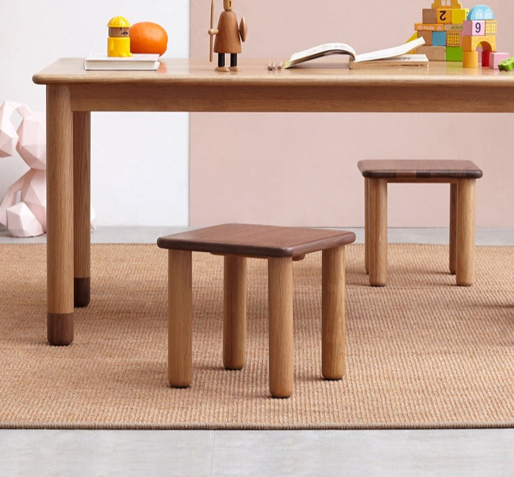 Solid Oak & Black Walnut Kids Small Stool - Durable Wooden Step Stool for Children - Perfect for Bathroom, Kitchen, and Playroom Use