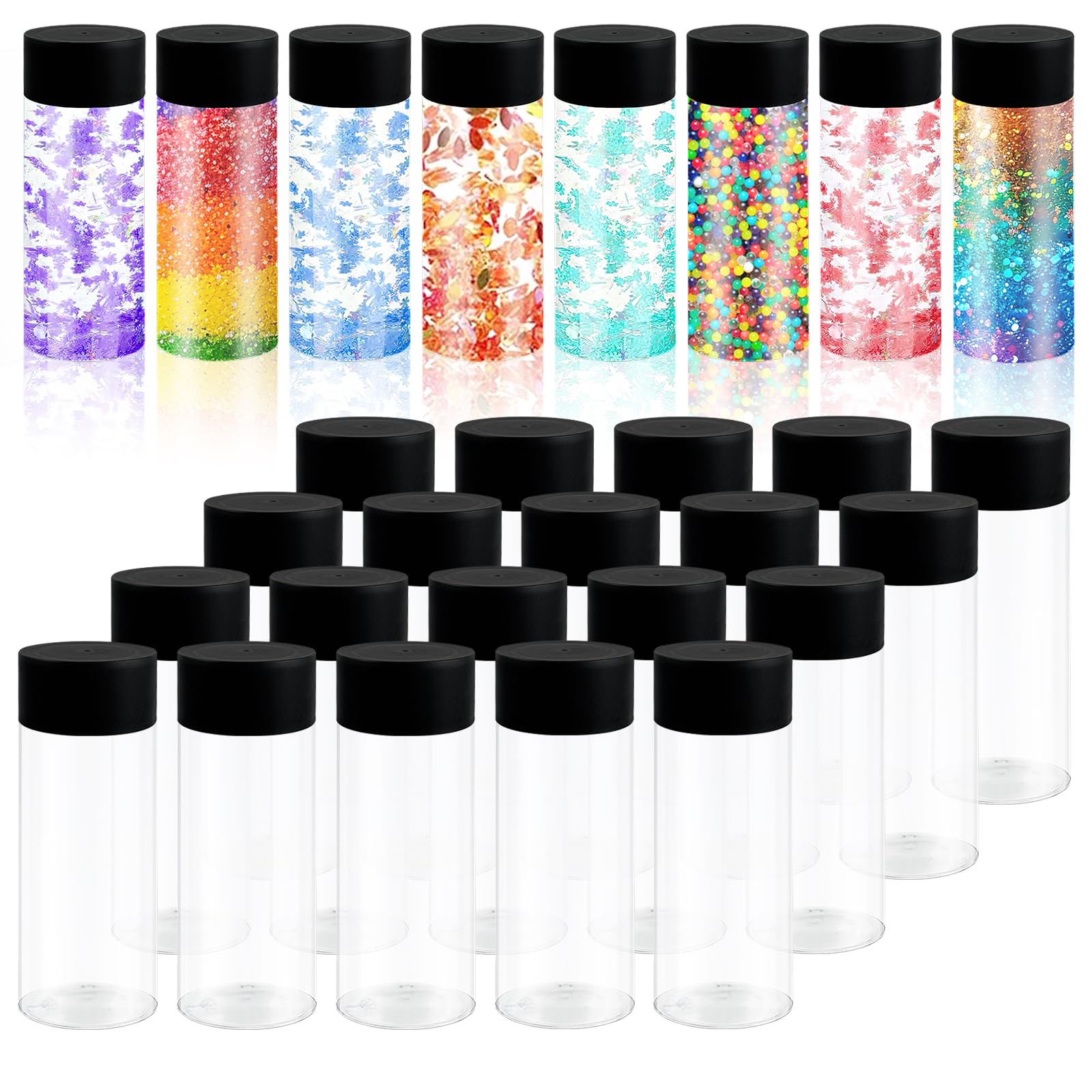 28 Pcs 10 oz (300 ml) Clear Plastic Sensory Bottles with Lids - Leakproof & Reusable for DIY Sensory Crafts, Classroom Activities, Party Favors - Perfect for Kids' Sensory Play, Calming Jars, and Science Experiments