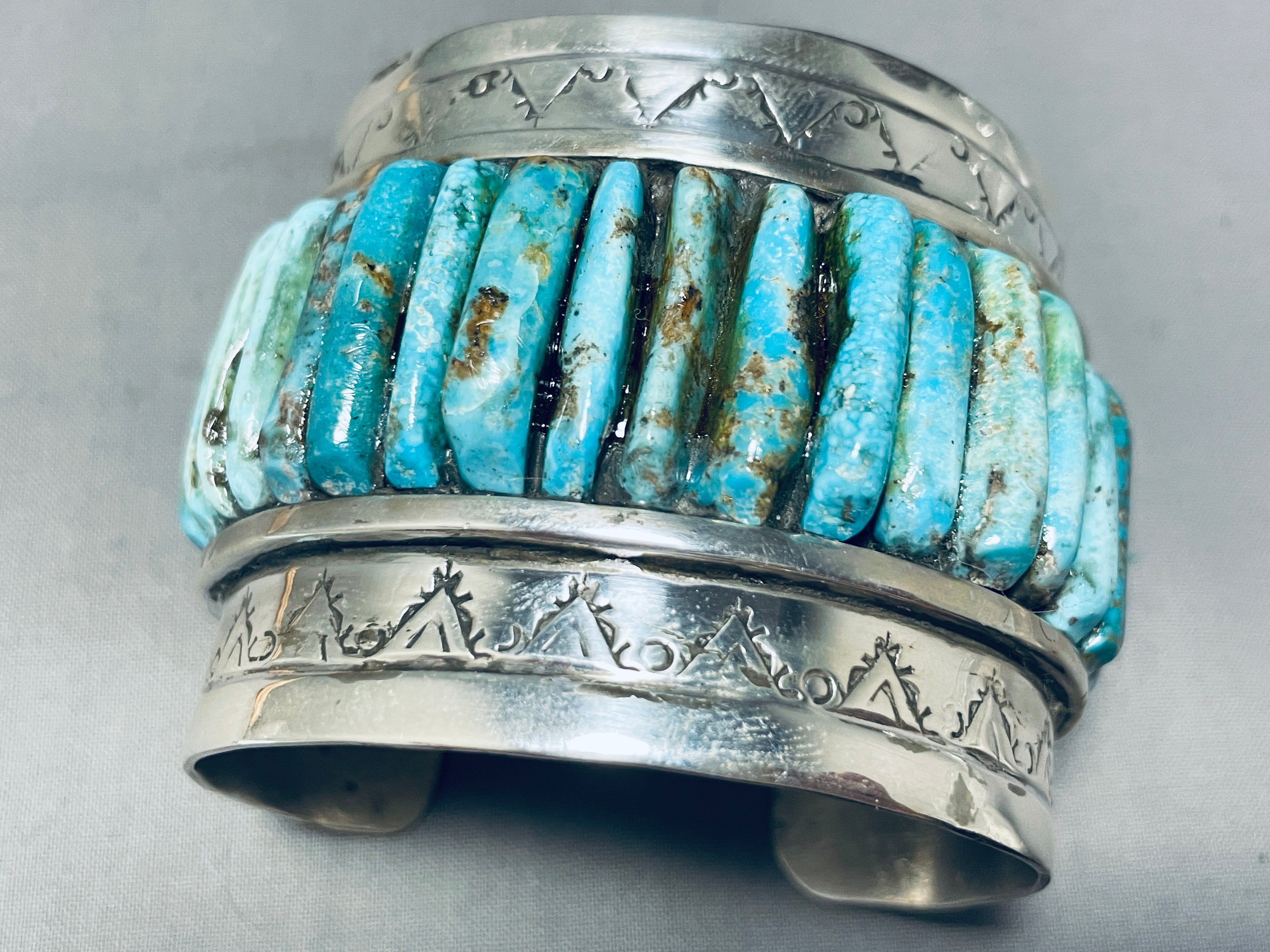 Authentic Navajo Sterling Silver Bracelet with Turquoise Inlay - 7 Inch Handmade Native American Jewelry for Women - Perfect for Boho Fashion, Gift Giving & Special Occasions