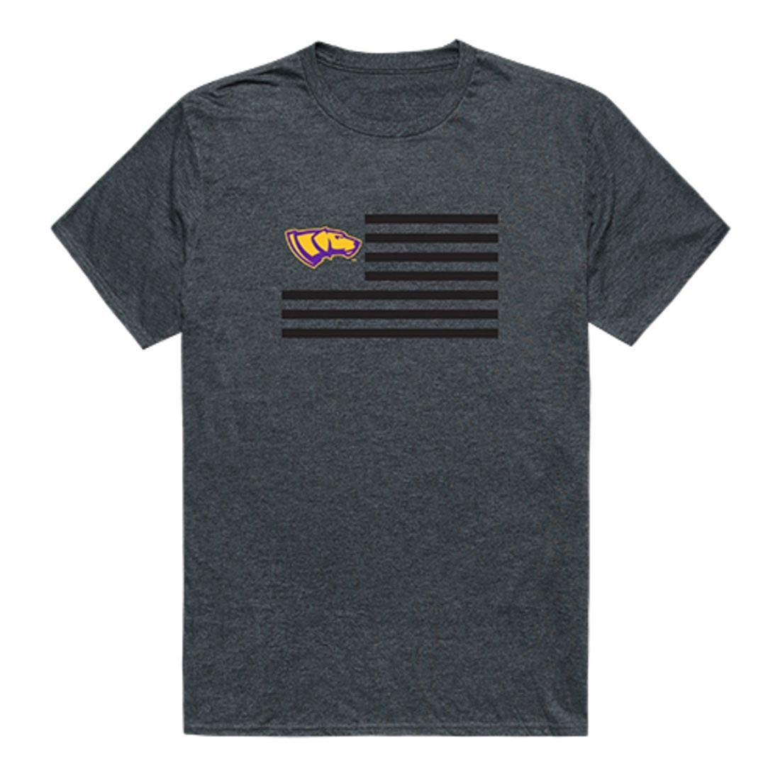 UWSP University of Wisconsin Stevens Point Pointers USA Flag Graphic T-Shirt - Heather Charcoal - Comfortable College Apparel for School Spirit & Game Day