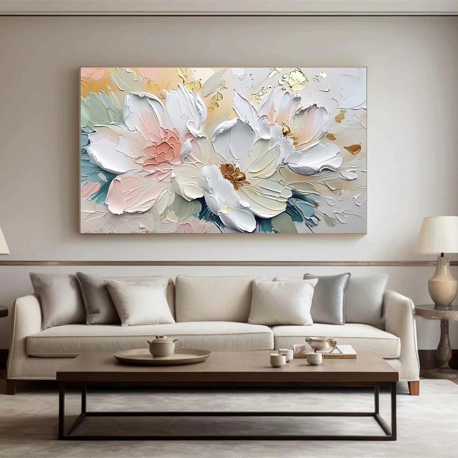 Beautiful Flower and Tree Painting #FT178 - Handmade Canvas Art for Home Decor, Living Room, Bedroom & Office Wall