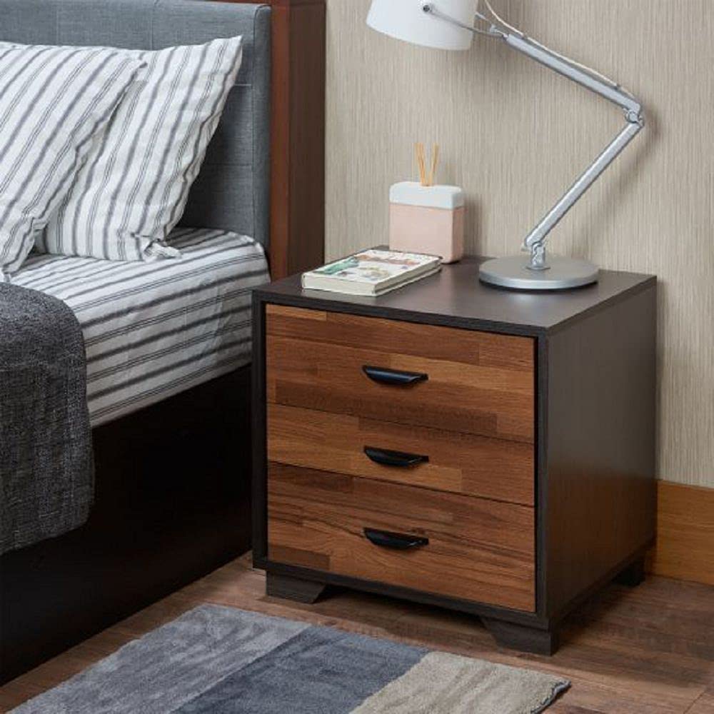 FRITHJILL White & Black 3-Drawer Accent Nightstand - Modern Bedroom Side Table with Storage for Bedside Organization | Perfect for Small Spaces, Apartments & Guest Rooms