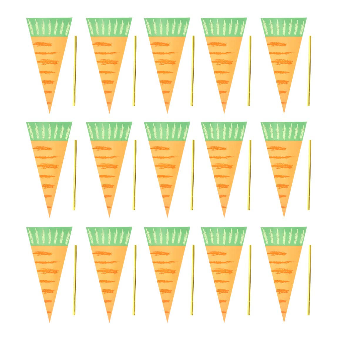 NUOBESTY 150pcs Clear Triangle Cello Treat Bags with Twist Ties - Carrot Printed Party Favor Bags for Christmas, Halloween, Birthday Candy, Popcorn & Snacks - Perfect for Gift Wrapping, Classroom Rewards & Holiday Treats