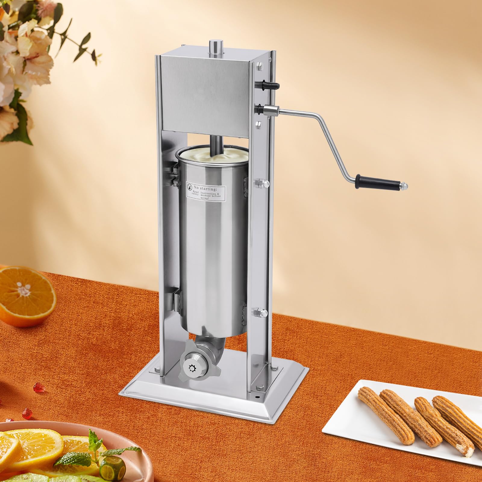 Commercial Churros Maker Machine - 5L Stainless Steel Manual Spanish Churros Donut Maker with 6 Nozzles - Perfect for Home, Restaurants & Bakeries - Make Authentic Churros for Parties, Cafes & Street Food Businesses