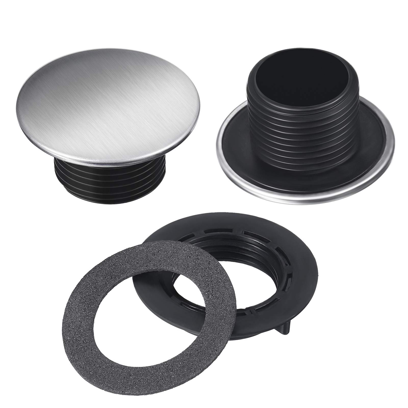 Stainless Steel Sink Tap Hole Cover - 3 Pack (0.55 Inch Height) for Kitchen Faucet - Perfect for Sealing Unused Sink Holes, Preventing Water Splashes and Debris