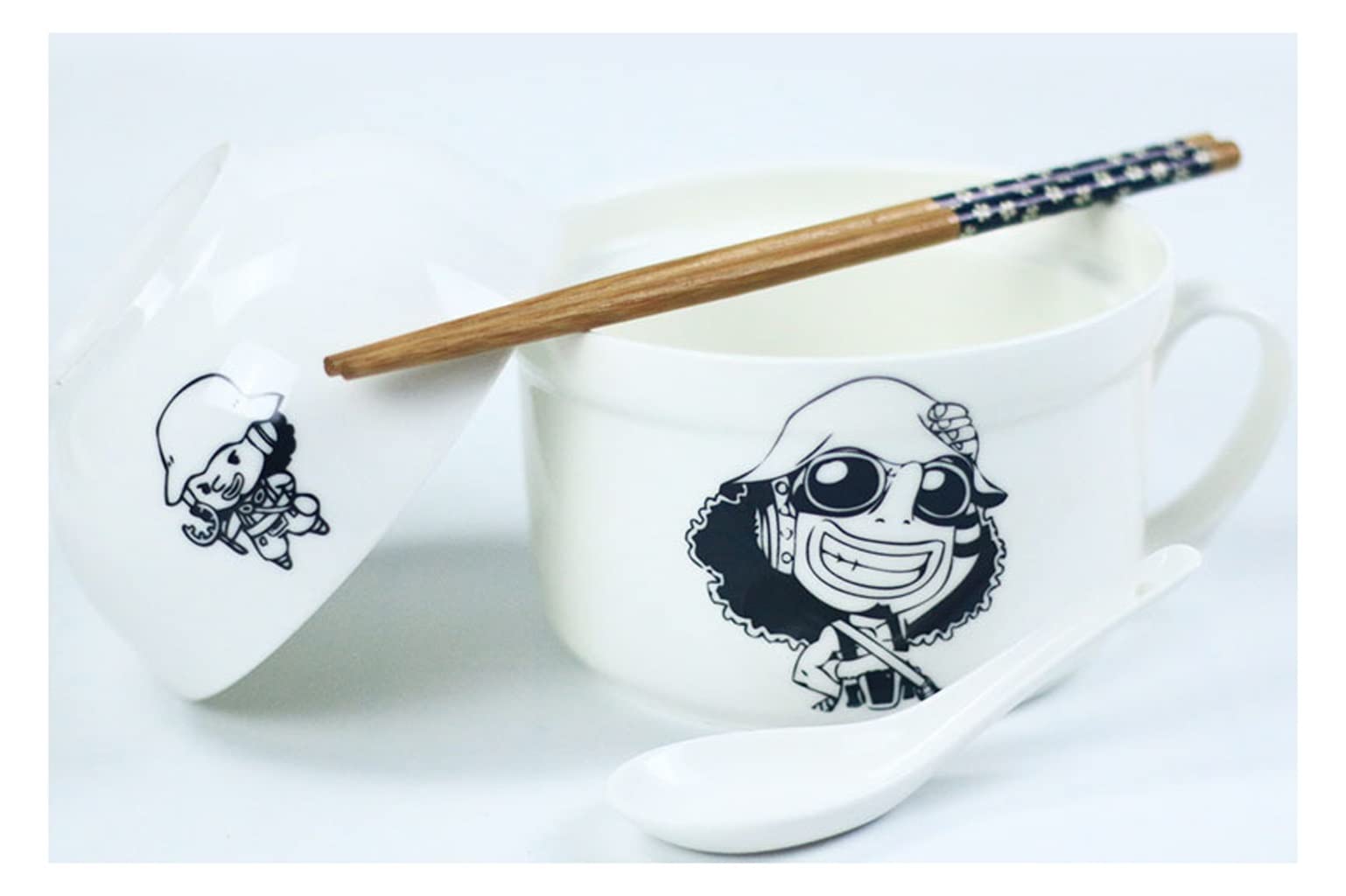 Japanese Ceramic Ramen Bowl Set with Chopsticks | Kawaii Anime Dinnerware for Home & Kitchen | Perfect for Asian Food & Gifts