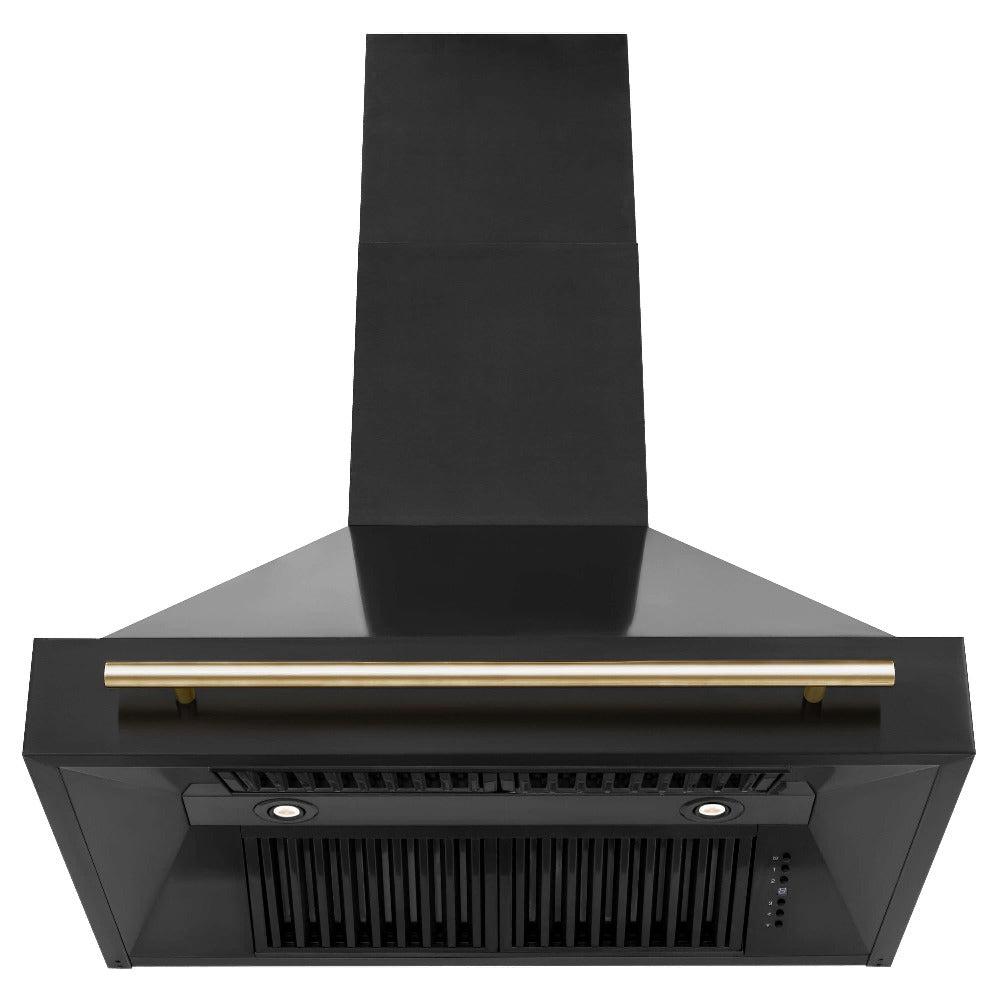 ZLINE Autograph Edition 36 Inch Black Stainless Steel Range Hood with Handle (BS655Z 36) - Professional Kitchen Ventilation for Modern Homes & Restaurants
