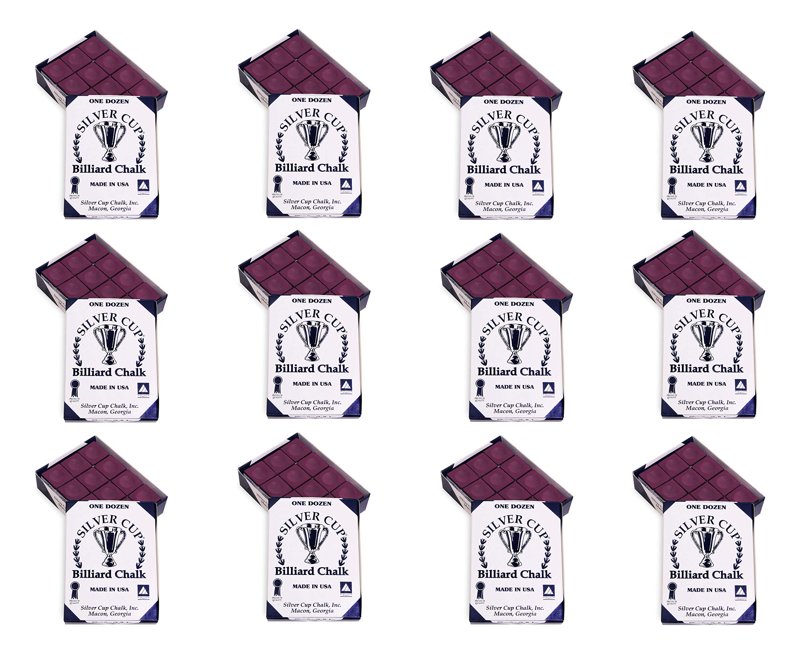 Premium Silver Cup Billiard Chalk - 144 Pieces (One Gross) in Wine Color - Perfect for Pool Tables, Bars, and Professional Tournament Play
