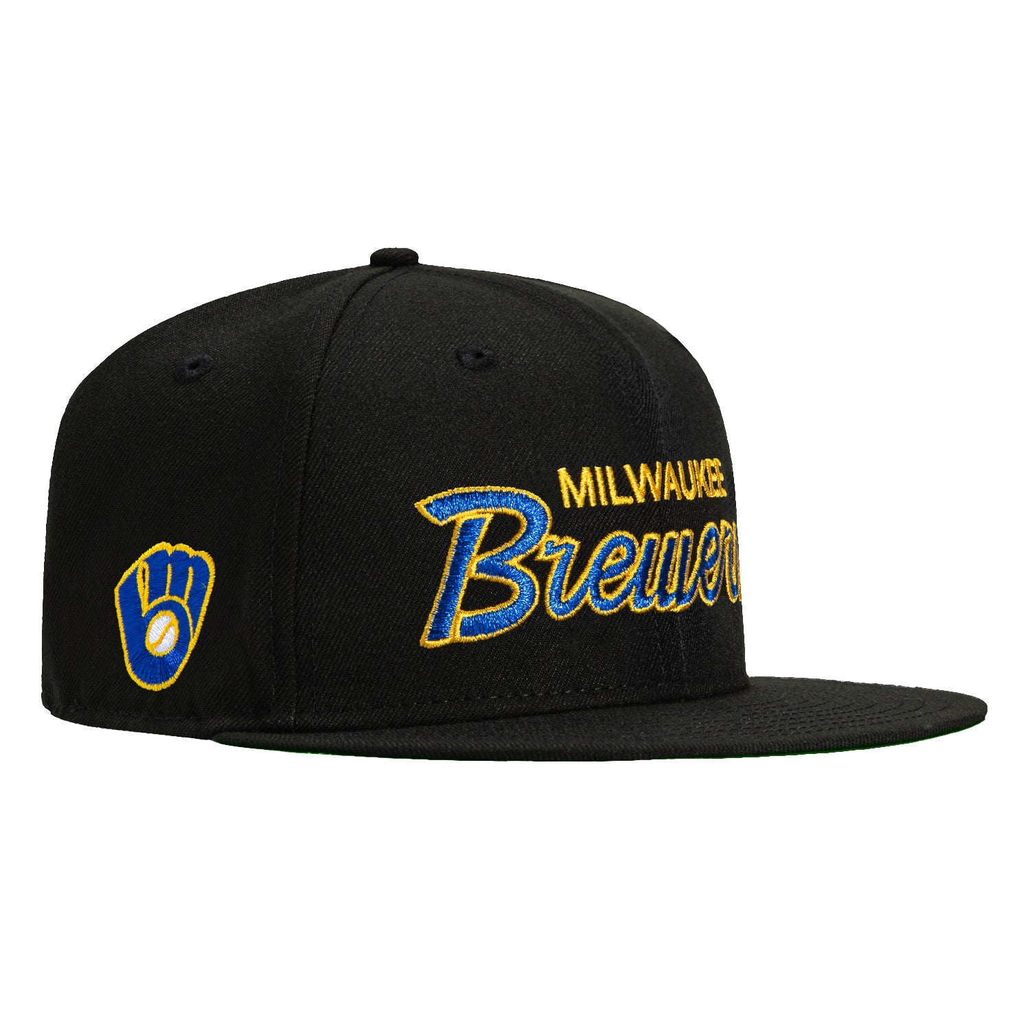 New Era 59Fifty MLB Milwaukee Brewers Embroidered Logo Patch Snapback Baseball Cap - Black | Official Licensed Hat for Baseball Fans & Streetwear Fashion