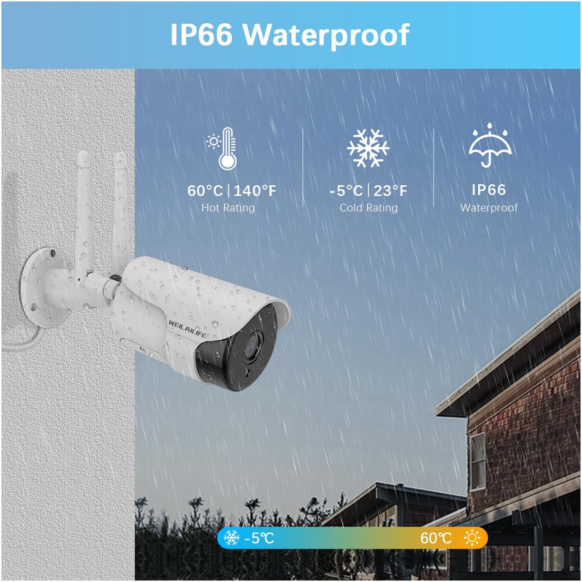 5MP Outdoor Wireless Security Camera System with 2-Way Audio - WiFi Video Surveillance for Home Security - Ideal for Monitoring Backyard, Front Door & Driveway