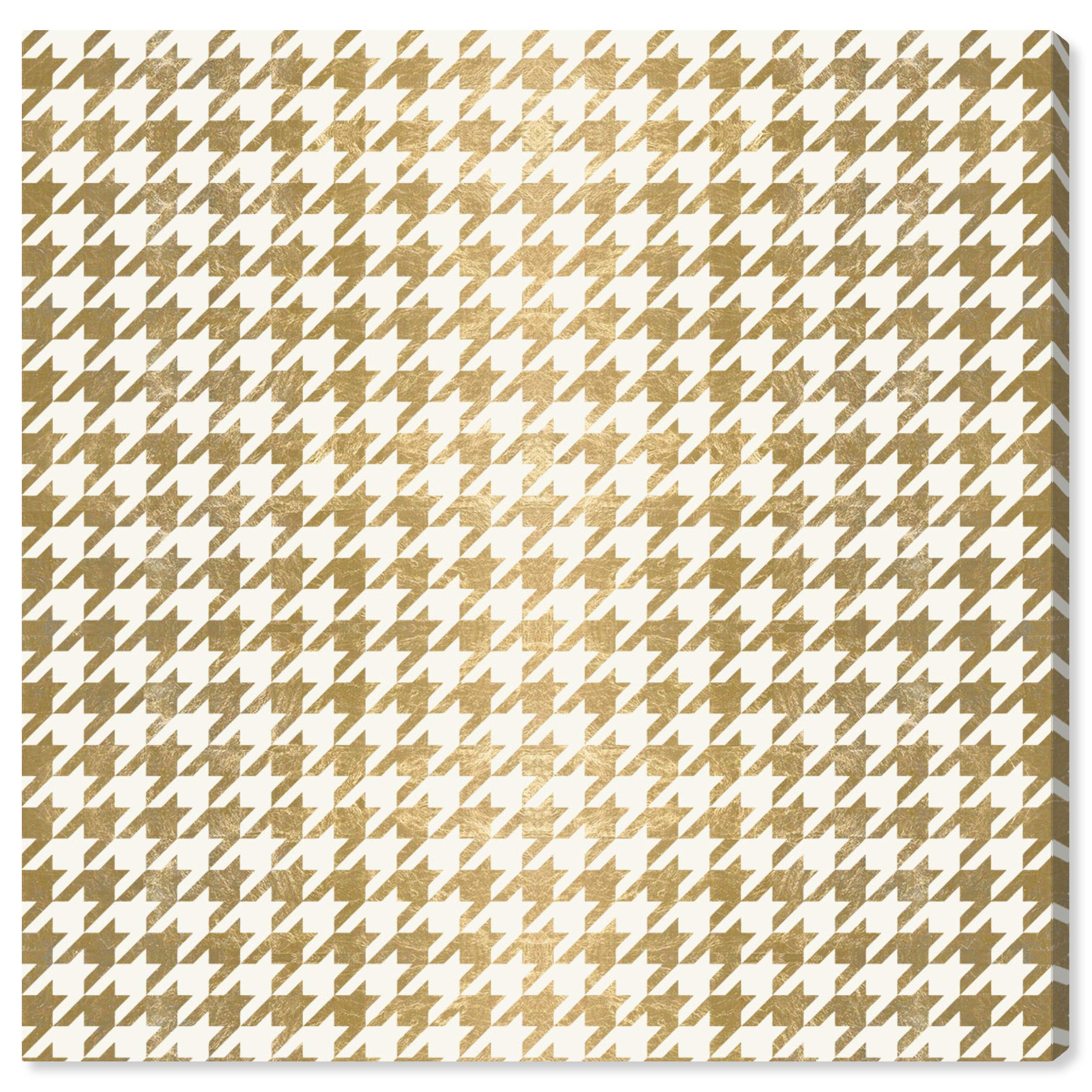 Oliver Gal Artist Co. Abstract Golden Houndstooth Wall Art Canvas Print - 12x12 Inch Modern Home Decor in Gold & White | Perfect for Living Room, Bedroom & Office Wall Decor