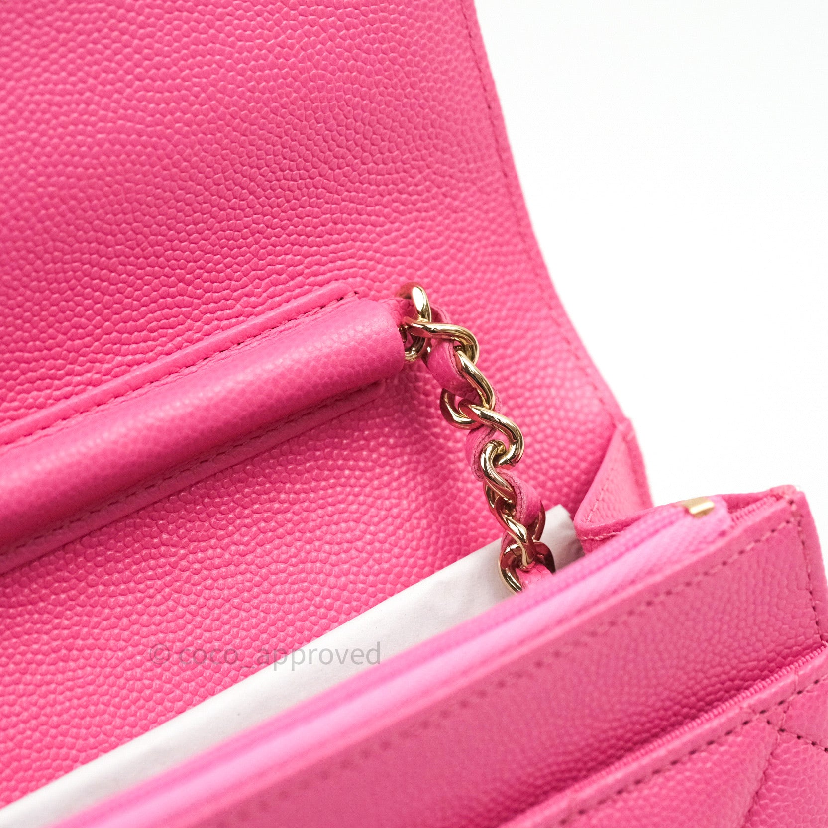 Chanel Caviar Quilted Wallet on Chain WOC in Pink with Light Gold Hardware - Perfect for Evening Events, Date Nights & Luxury Fashion Accessories