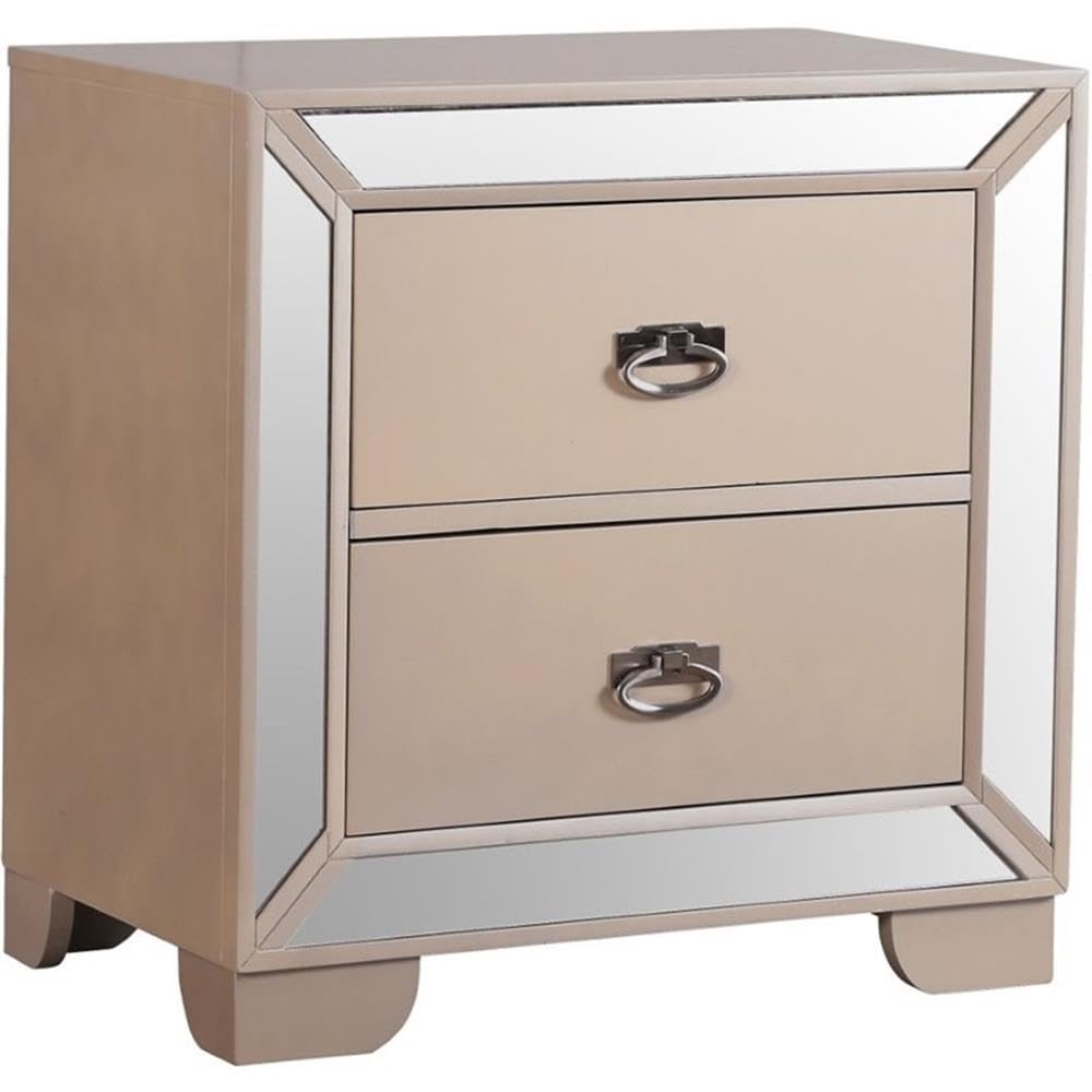 Glory Furniture Hollywood Hills 2-Drawer Nightstand in Pearl White - Modern Bedside Table for Bedroom, Guest Room & Nursery Storage