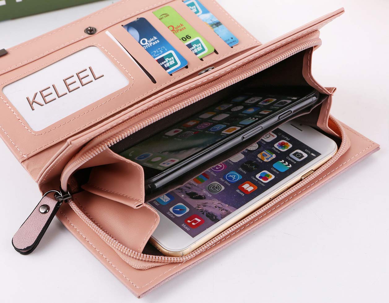 RFID Blocking Women's Wallet - Bifold Card Holder with Wrist Strap, Large Capacity Phone Clutch Purse for Everyday Use & Travel
