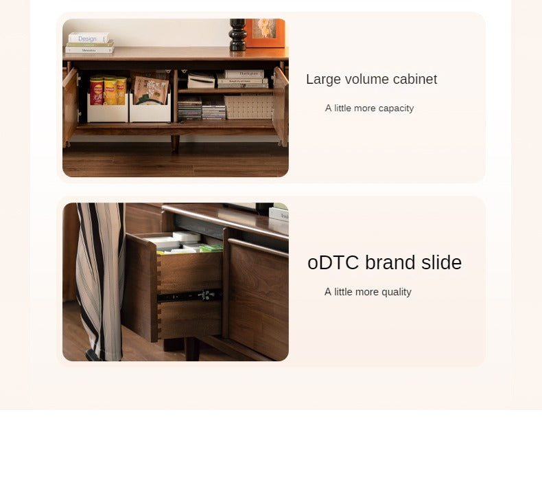 Premium Black Walnut & Ash Solid Wood TV Stand with Skeleton Line Design - Modern Entertainment Center for Living Room, Bedroom, and Home Theater Setup