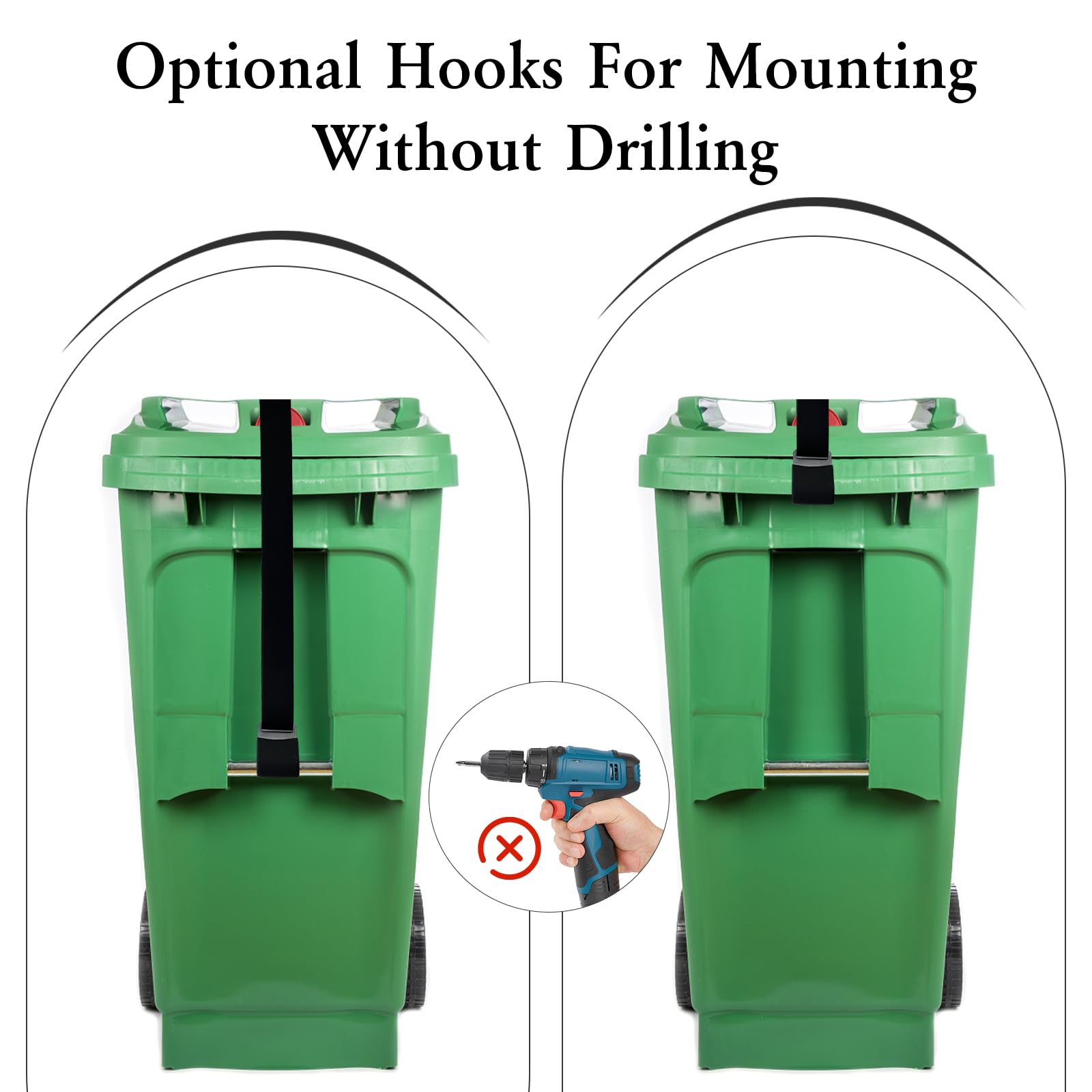 2 Pack Adjustable Trash Can Lid Locks - Heavy Duty Bear/Squirrel/Dog Proof Garbage Can Straps for Outdoor Bins - Secure Waste Containers from Animals - Perfect for Camping, Backyard, and Patio Use