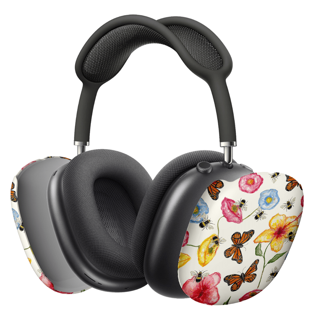 Butterflies & Bees AirPods Max Protective Case - Cute Floral Design Headphone Cover for Travel, Work & Daily Use