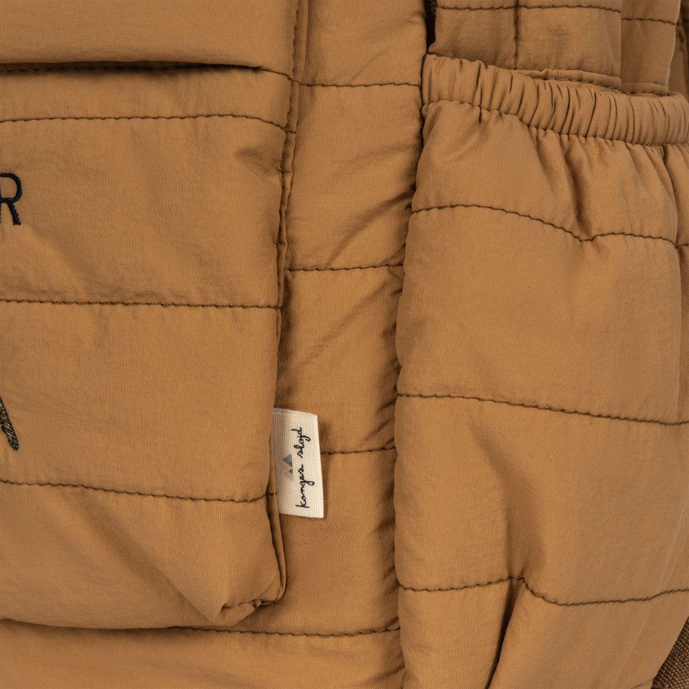 KONGES SLØJD Kids Juno Quilted Backpack - Midi Size, Tobacco Brown | Stylish & Durable School Bag for Boys & Girls, Perfect for Preschool, Kindergarten & Travel