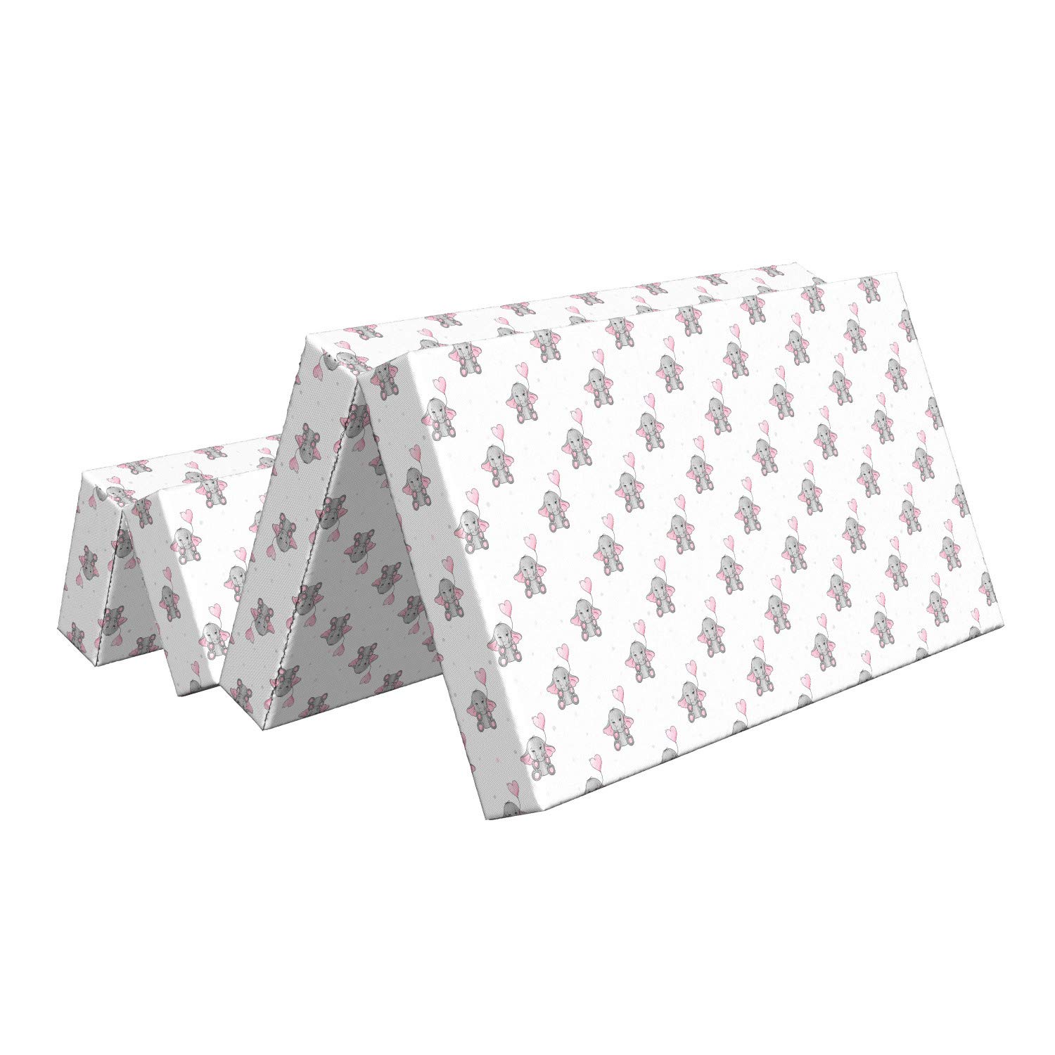 Ambesonne Animal Cartoon Foldable Mattress with Heart Balloons, 78.7