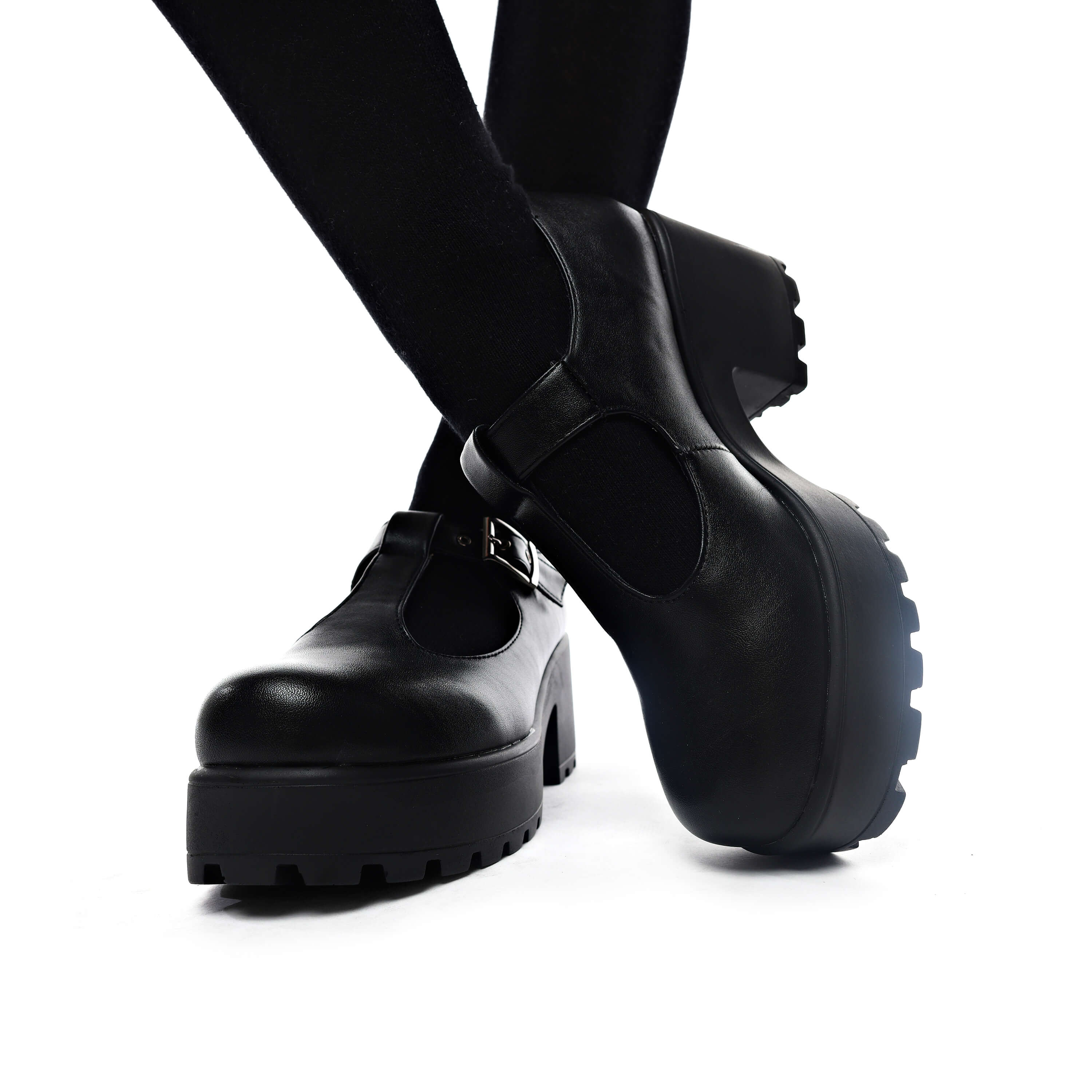 SAI Black Mary Jane Shoes - Faux Leather Edition | Comfortable & Stylish Women's Dress Shoes for Work, Party & Formal Occasions
