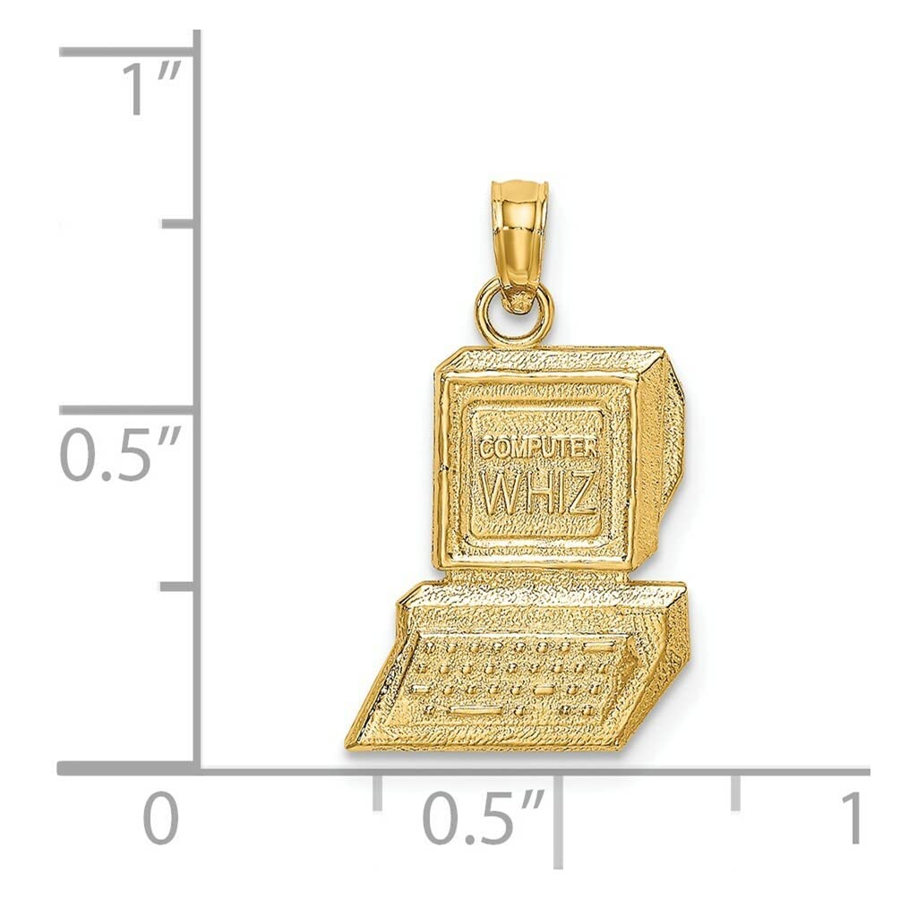 14k Yellow Gold Computer Wiz Charm Pendant - Lex & Lu Dainty Tech Jewelry for Programmers & IT Professionals - Perfect Gift for Coders, Engineers & Tech Enthusiasts