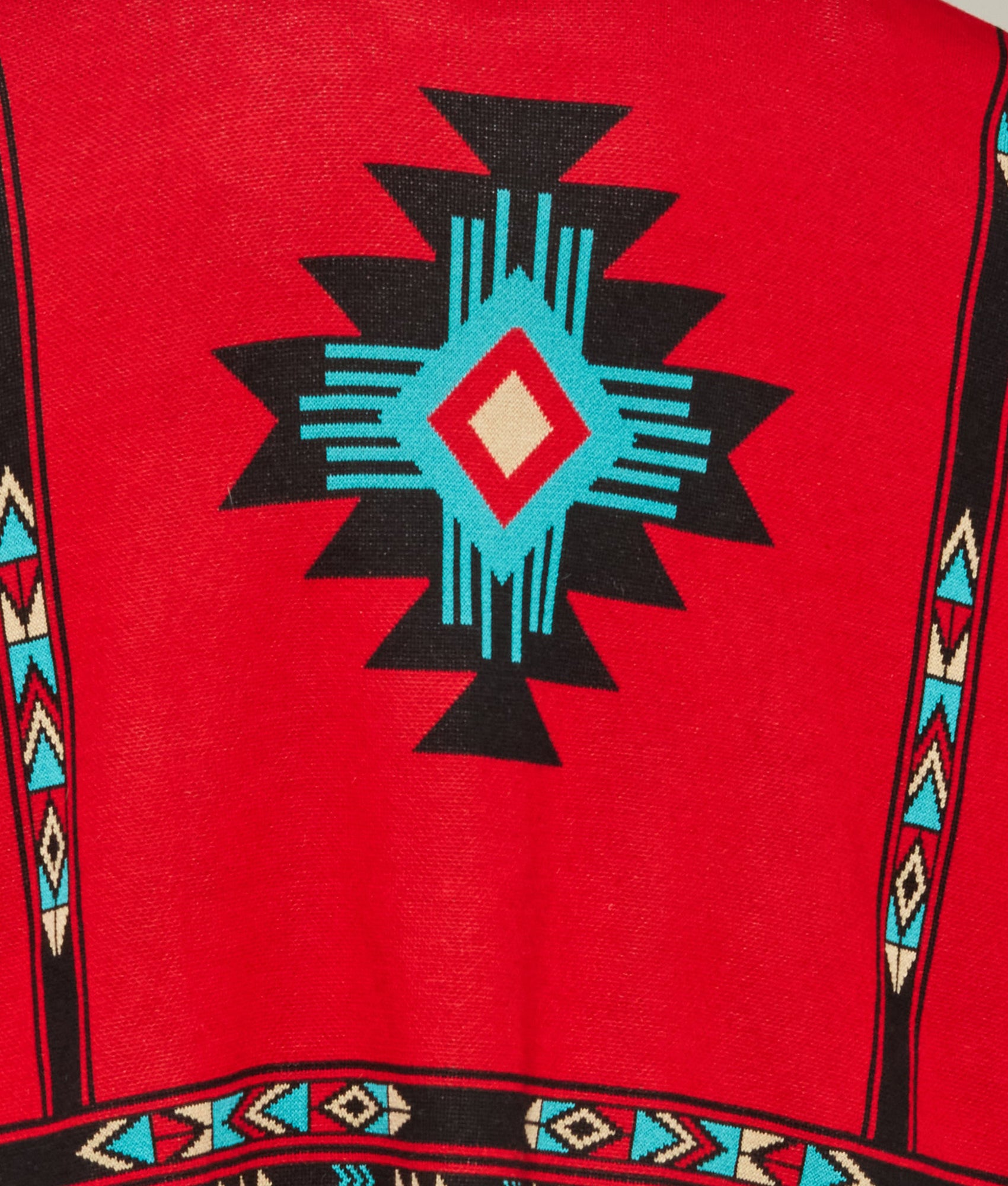 Warm Alpaca Fleece Cape - Soft & Cozy Red/Turquoise Winter Shawl for Women | Perfect for Outdoor Adventures, Travel & Casual Wear