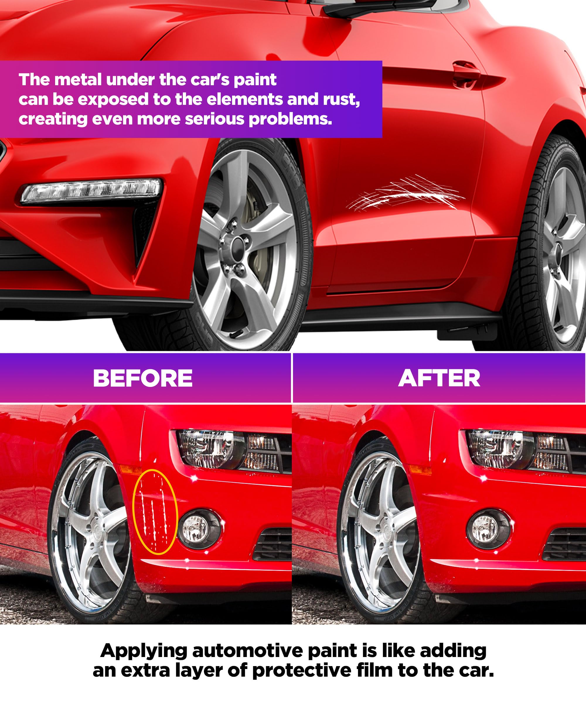 YAKEFLY 2-in-1 Car Touch Up Paint Pen - Automotive Scratch Repair Kit for Quick & Easy Fixes - Perfect for Minor Scratches, Chips & Paint Damage (Red) - Ideal for Cars, Trucks & SUVs