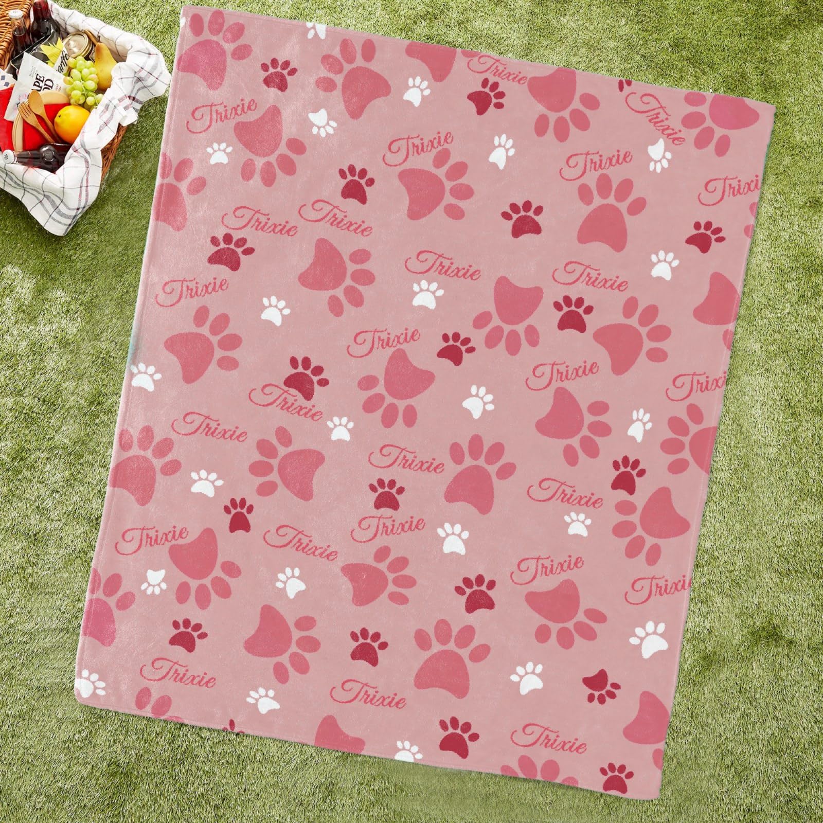 **Custom Personalized Dog Blanket with Name - Soft Cozy Fleece Pet Blanket for Puppy, Dog Lovers, Mom & Dad - Cute Paws & Bones Design - Perfect Gift for Bed, Sofa, Couch & Travel**    *(Use: Great for snuggling at home, keeping your pet warm during travel, or as a thoughtful gift for dog lovers!)*
