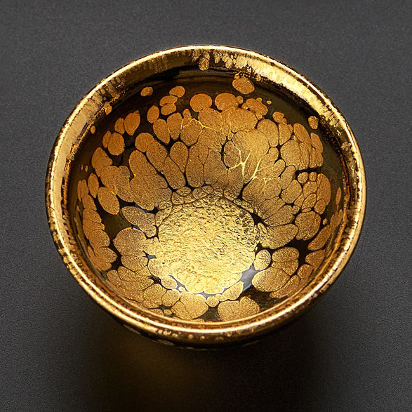 Handmade Golden & Silver Jian Zhan Gongfu Tea Cup - Traditional Chinese Ceramic Tea Set for Oolong & Pu-erh - Perfect for Tea Ceremony, Meditation & Home Decor