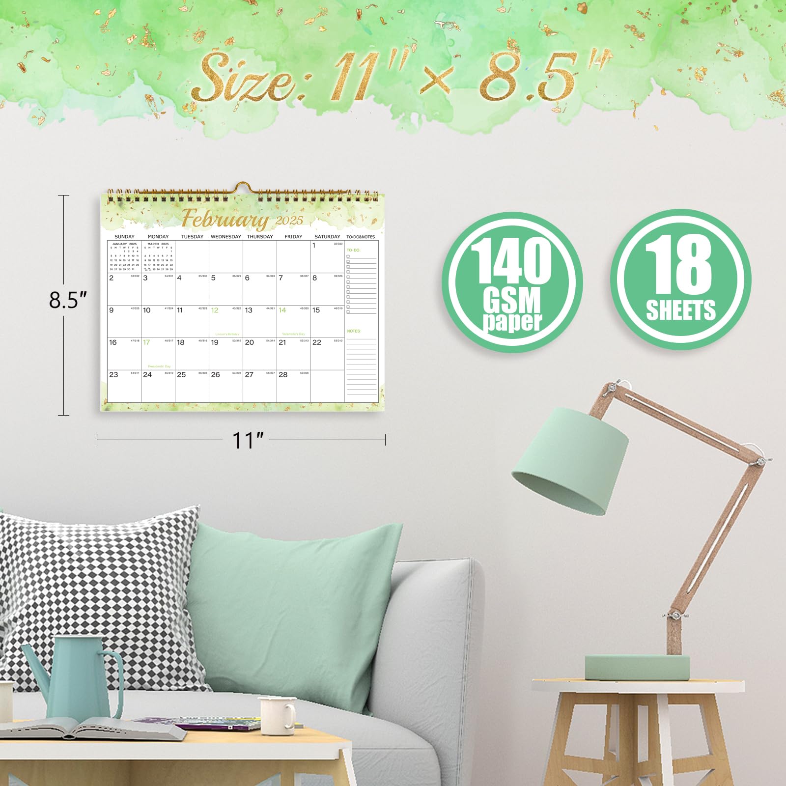 2024-2025 Wall Calendar | 18-Month Planner from July 2024 to December 2025 with Julian Dates | 11