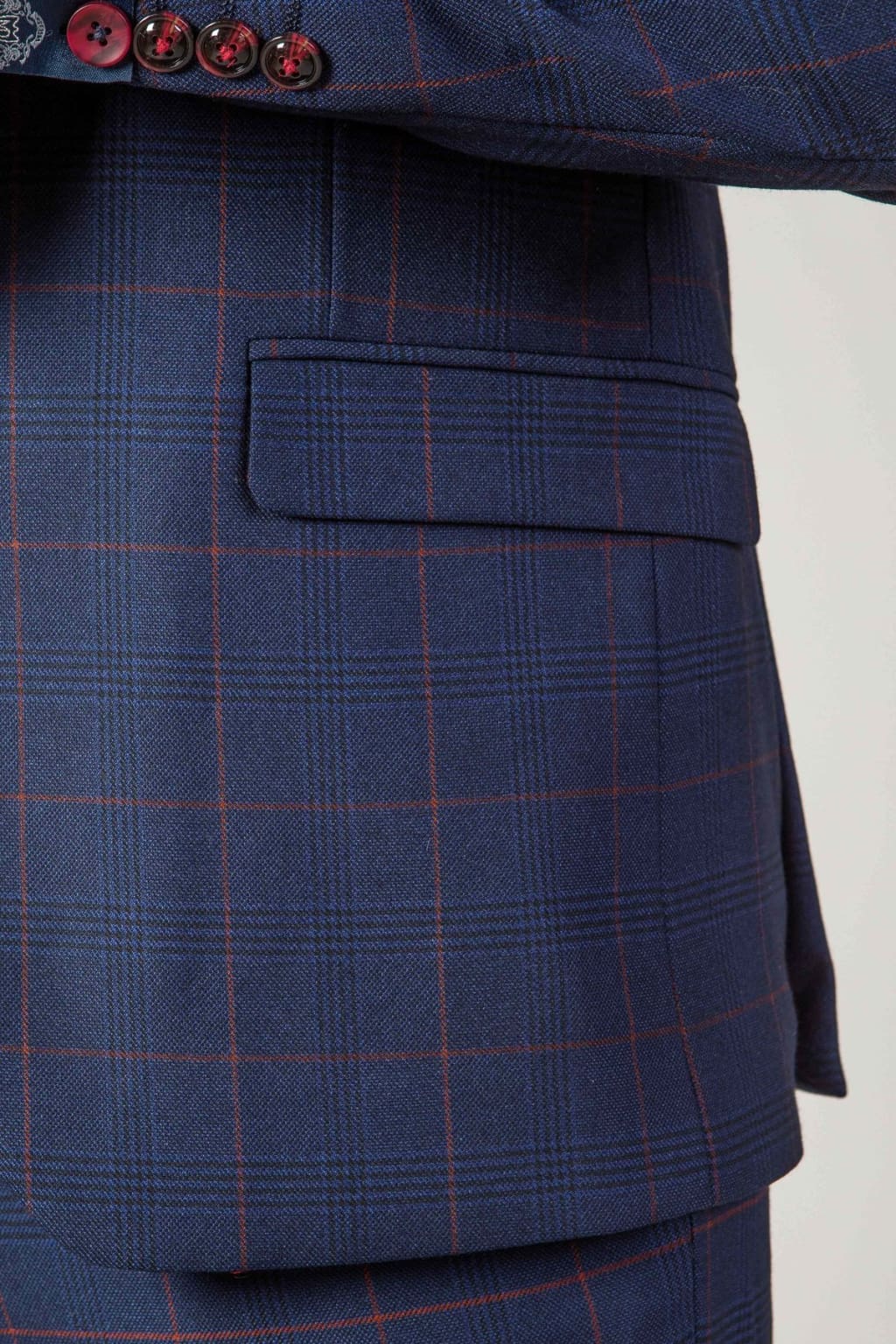 Marc Darcy Edinson Navy Check Three Piece Suit for Men - Premium Wool Blend Business Formal Attire - Perfect for Weddings, Office Meetings & Special Occasions