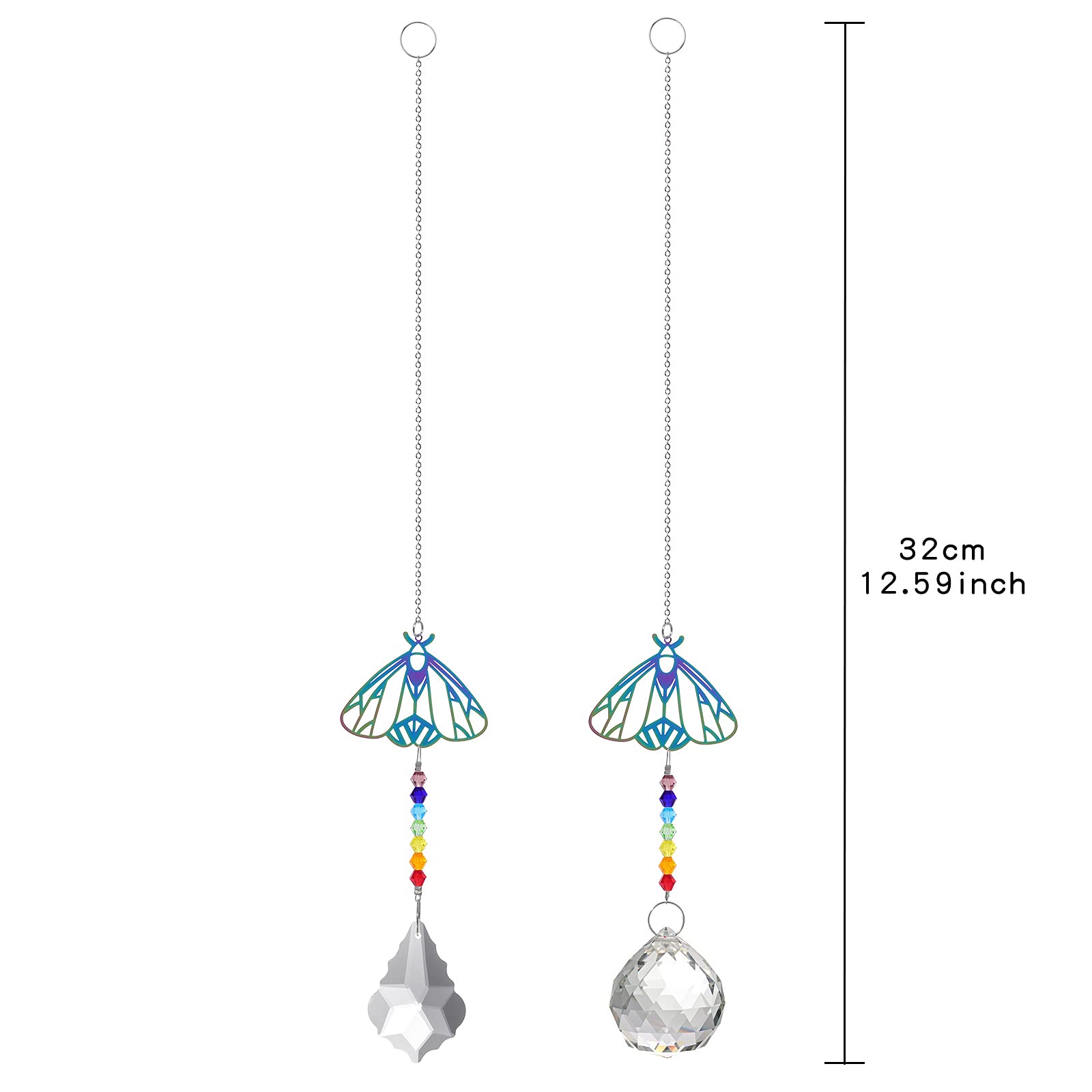 Rainbow Maker Crystal Sun Catcher - Set of 2 Prism Ornaments for Window Decor, Chakra Healing & Home Meditation Space | Creates Beautiful Light Reflections for Living Room, Bedroom or Garden