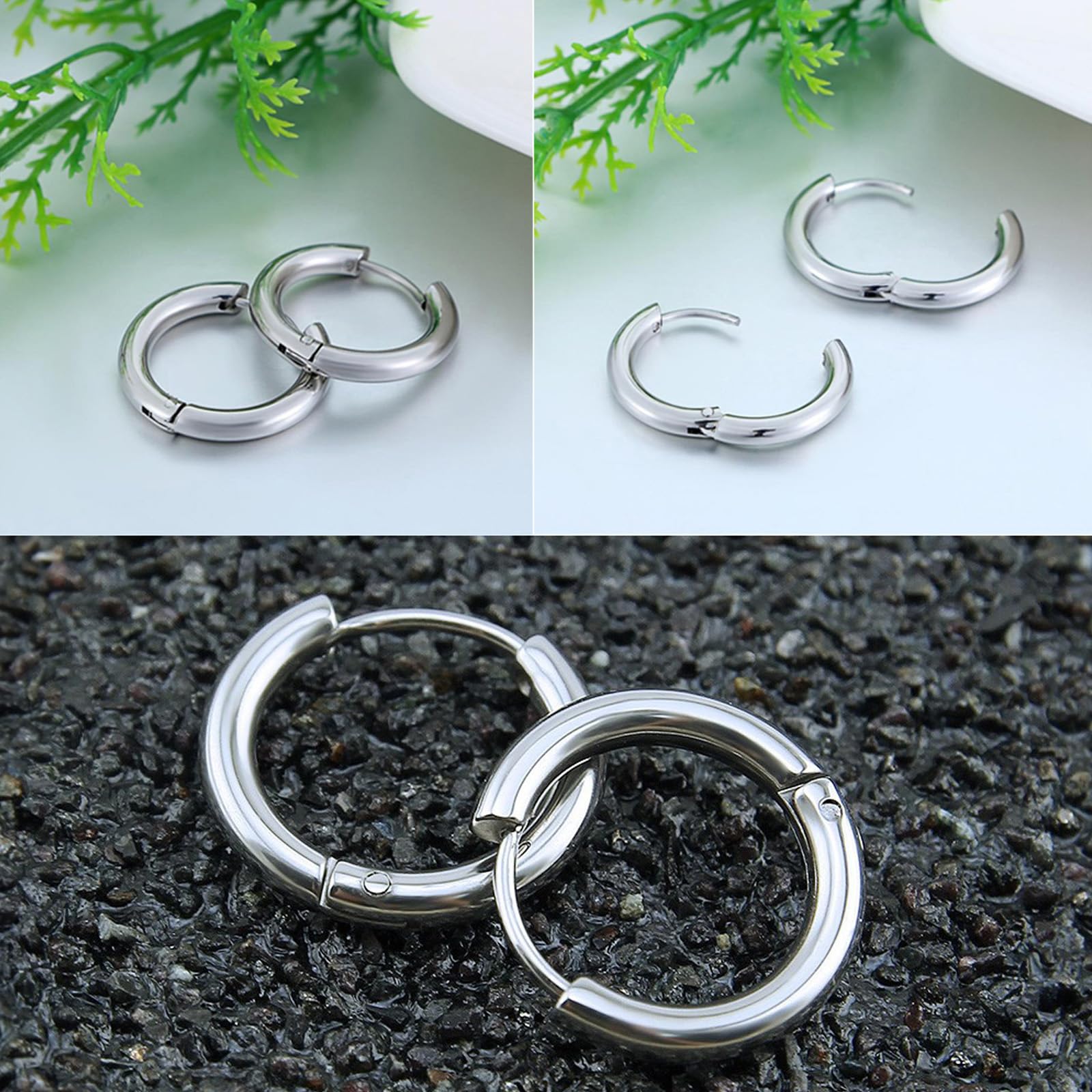 Hypoallergenic 316L Surgical Stainless Steel Huggie Hoop Earrings - 6mm/8mm/10mm/11mm/12mm/14mm Sizes - Cartilage, Helix & Lobe Piercing Jewelry for Men & Women - Perfect for Daily Wear, Work & Special Occasions
