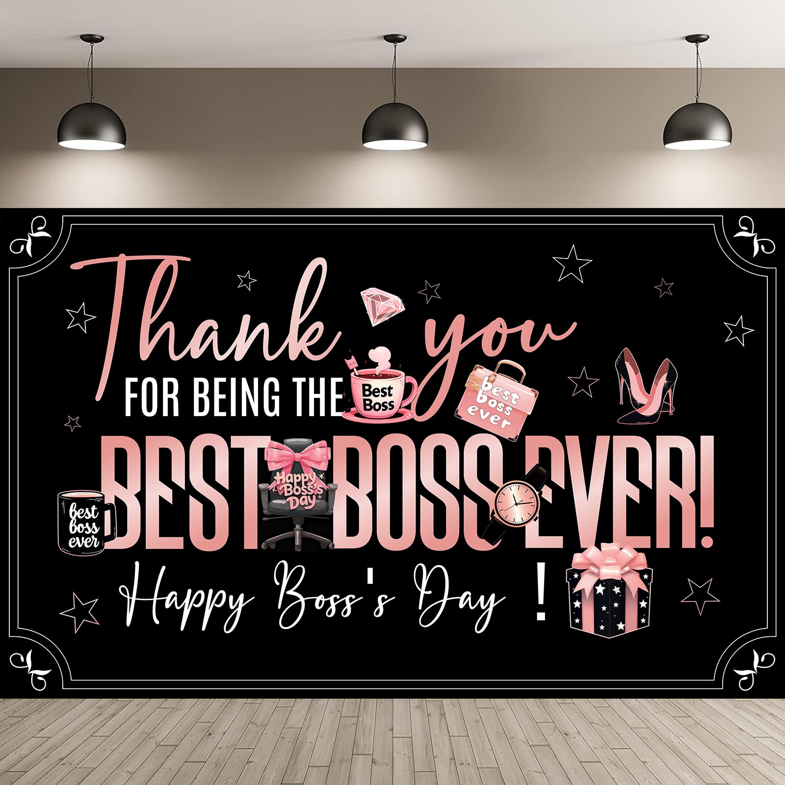 Best Boss Ever Backdrop Banner - Happy Boss's Day Office Decoration & Party Background Decor for Celebrations, Awards, and Corporate Events