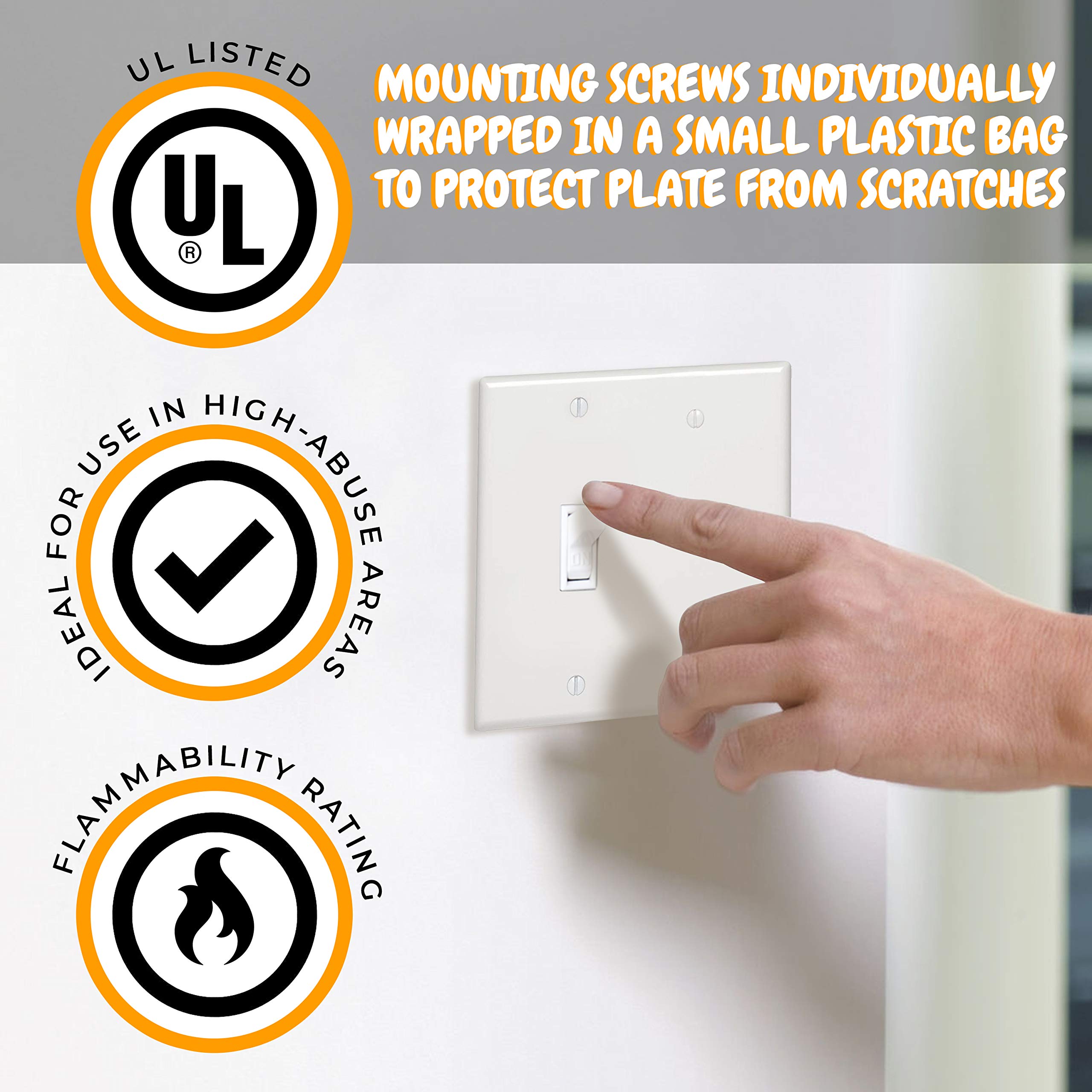 OhLectric Standard Size 2 Gang 1 Toggle 1 Blank Wall Plate - Premium Lexan Material - Pack of 25 White Decora Wall Plates - OL-41042 - Perfect for Home, Office & Commercial Electrical Installations