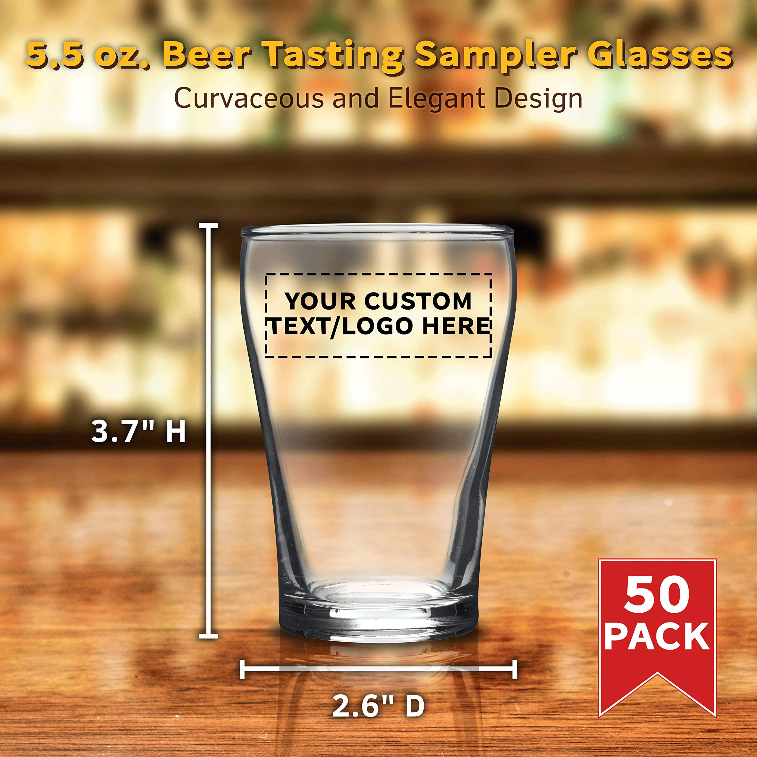 Custom Shot Glasses 5.5 oz (Set of 50) - Personalized Bulk Pack for Weddings, Parties & Events - Clear Glass Barware - Perfect for Bachelor Parties, Birthday Celebrations & Corporate Gifts