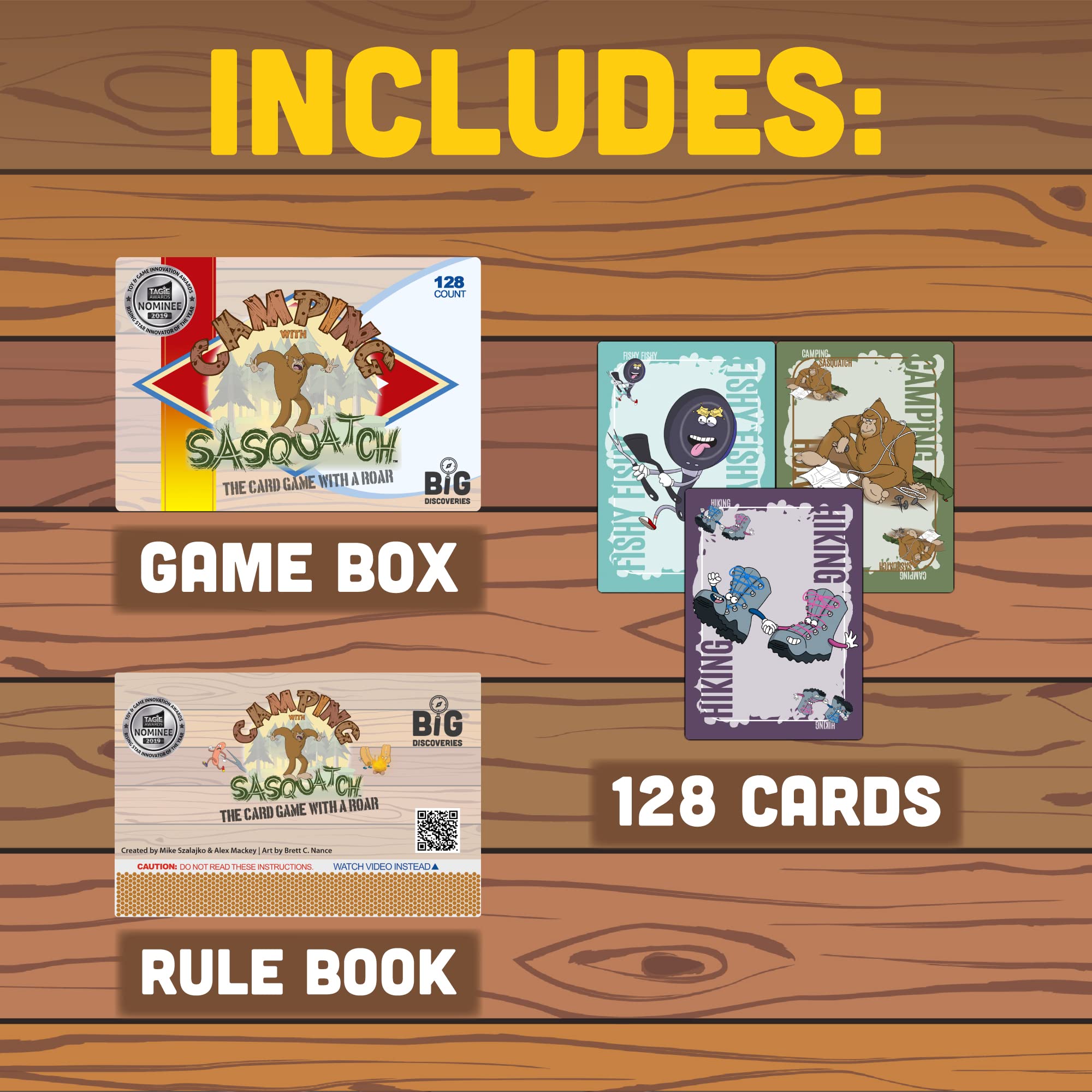 Big Discoveries Camping with Sasquatch 128-Count Family Card Game - Fun Rummy & Slapjack for Kids, Teens & Adults | Perfect for Camping Trips, Family Game Nights & Outdoor Adventures