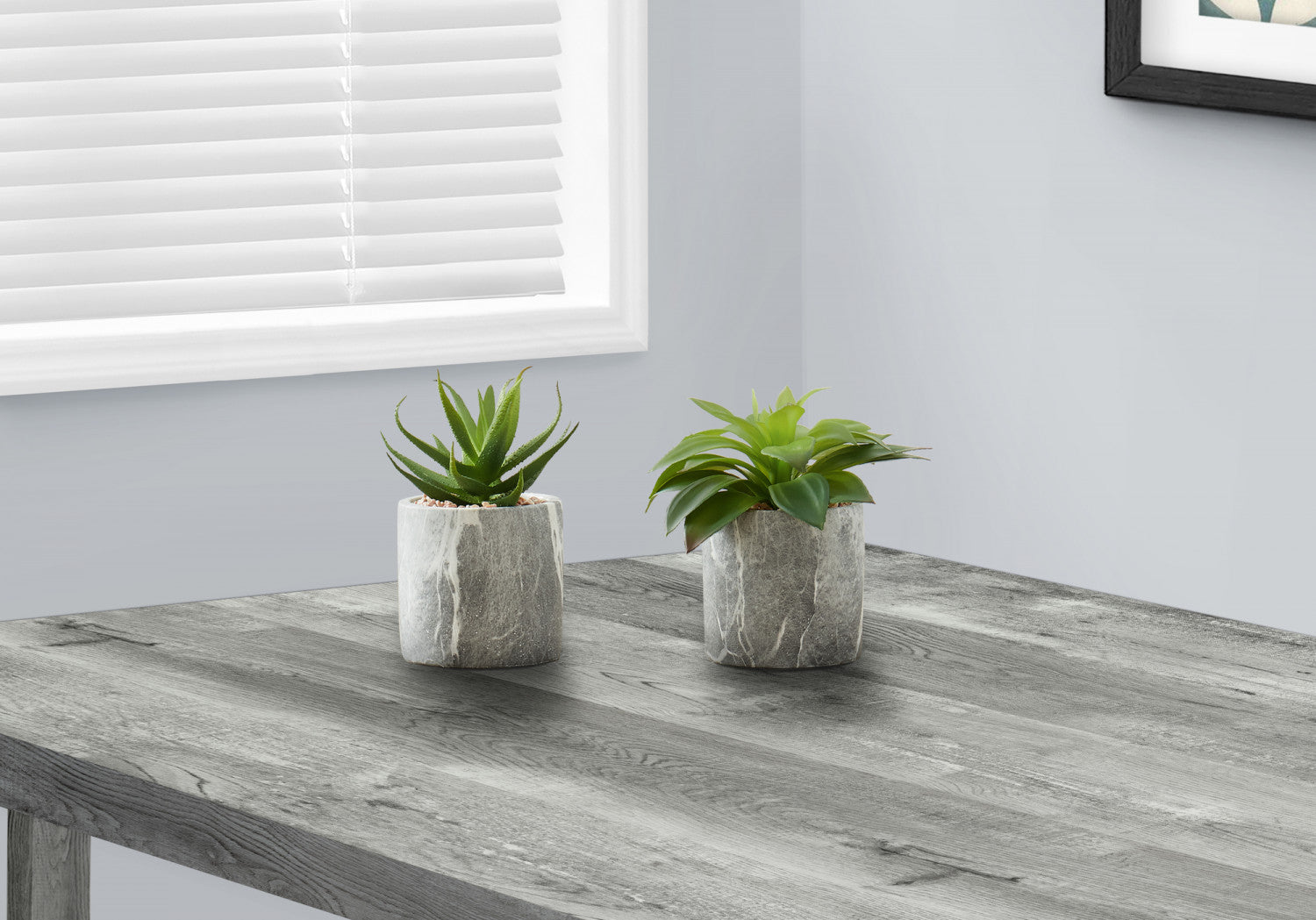 7 Succulent Plants with 4 Marble-Look Pots - Green Set of 2 | Perfect for Home Decor, Office Desk & Gift Ideas