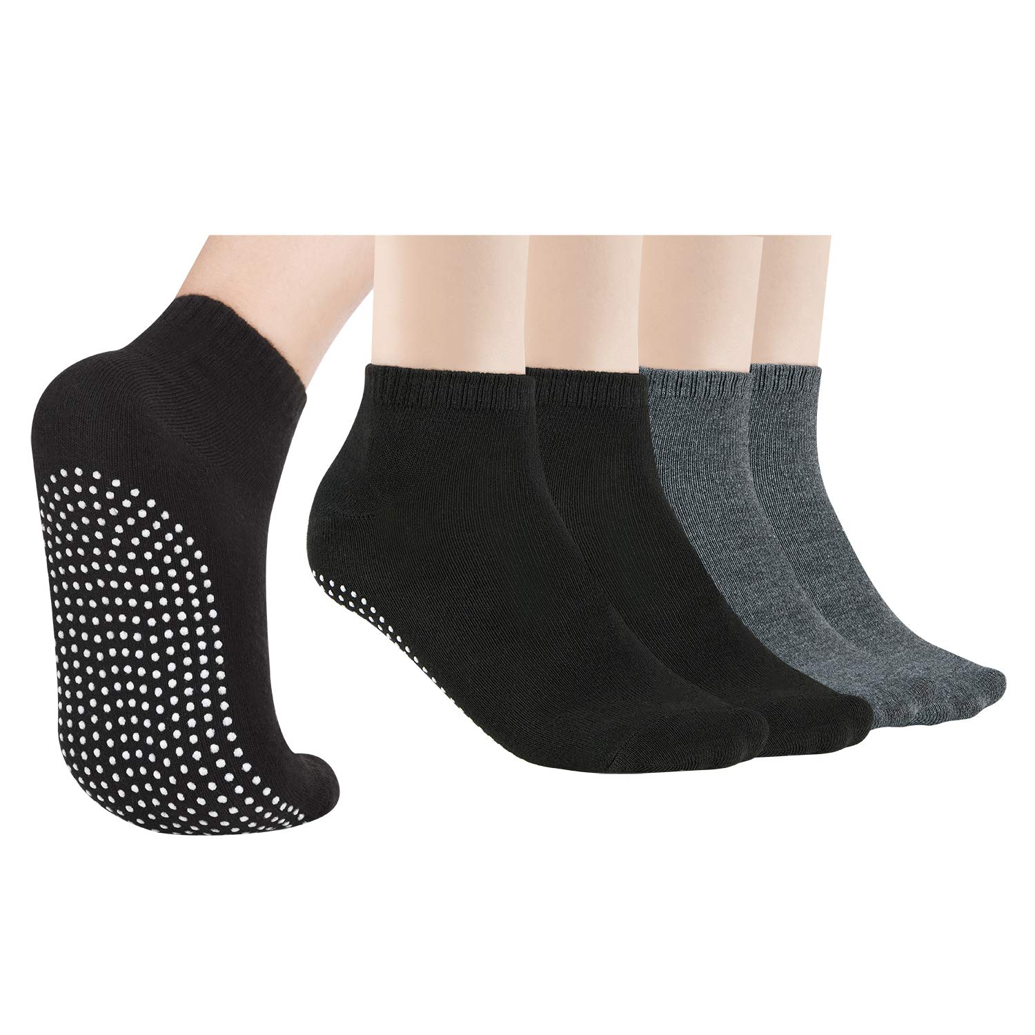 Non-Slip Grip Socks for Women & Men - Anti-Skid Cotton Yoga Socks for Barre, Pilates, Fitness & Hospital Use - Perfect for Workouts, Dance, and Home Wear