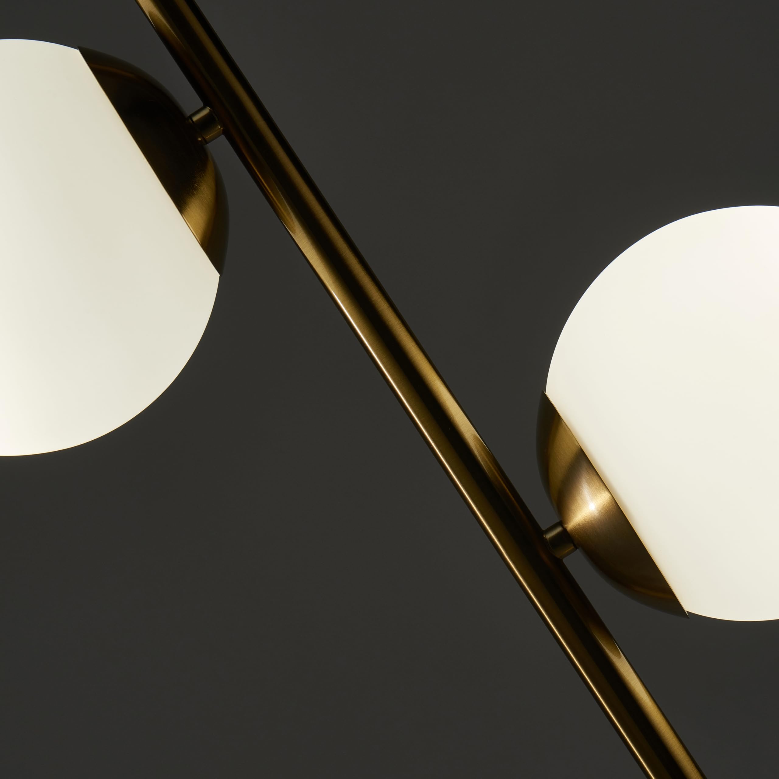 Brightech Sphere LED Floor Lamp - Mid-Century Modern 2 Globe Standing Light for Living Room, Bedroom & Office - Gold/Antique Brass - Perfect for Reading, Working & Contemporary Home Decor