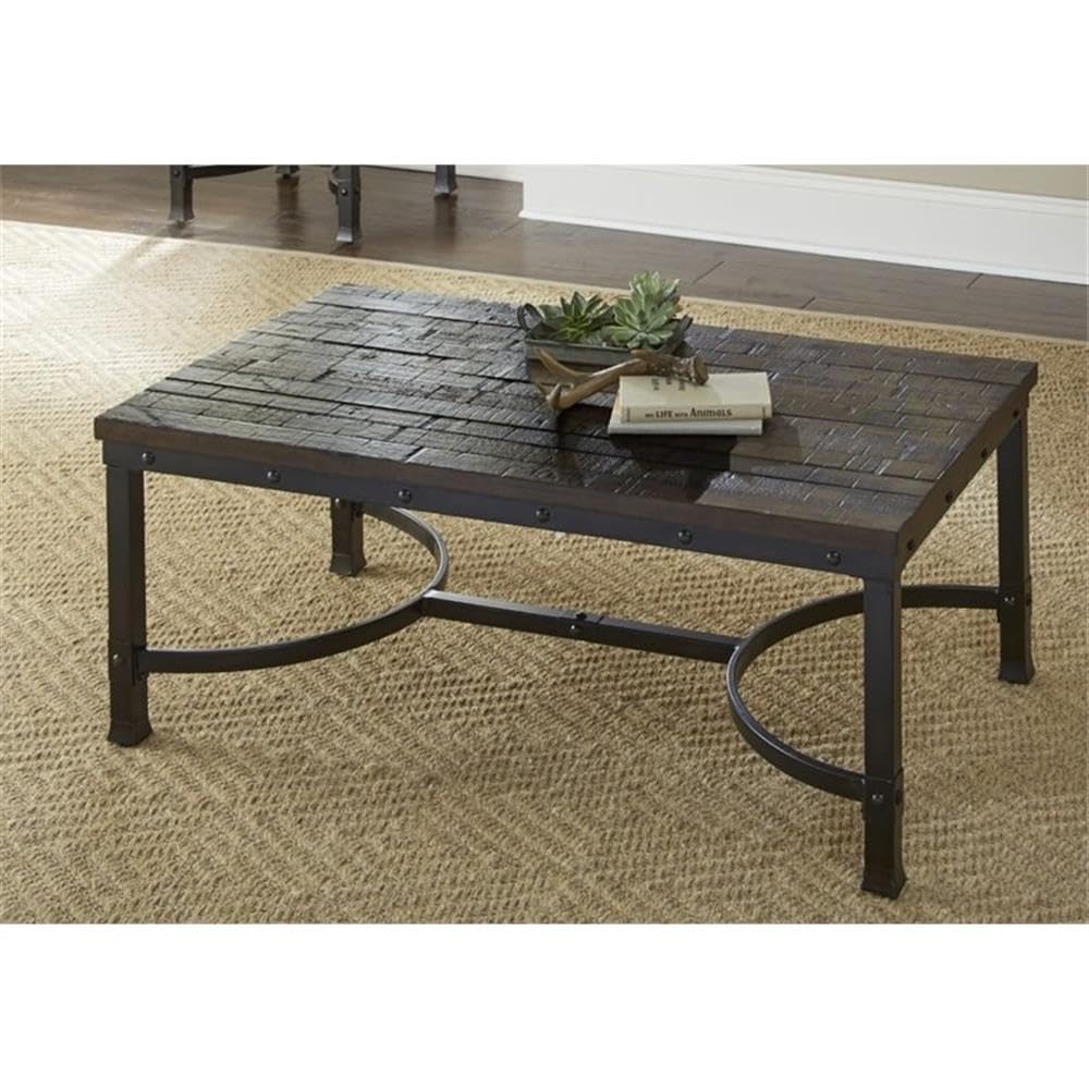 Rustic Brown BOWERY HILL Coffee Table - Modern Farmhouse Living Room Centerpiece for Home Decor & Entertainment