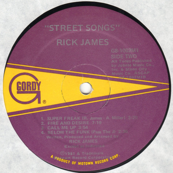Rick James Street Songs Vinyl LP Album - Very Good (VG) Condition - Perfect for Vintage Music Collectors & 80s Funk Lovers