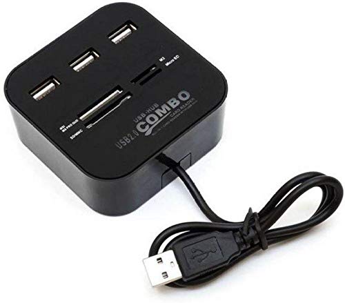 Technotech All-in-One USB 3.0 Card Reader & 3-Port USB Hub - SD/TF/CF/MS Reader for MacBook, Laptop, PC - Fast Data Transfer for Photos, Videos, Files (Black)