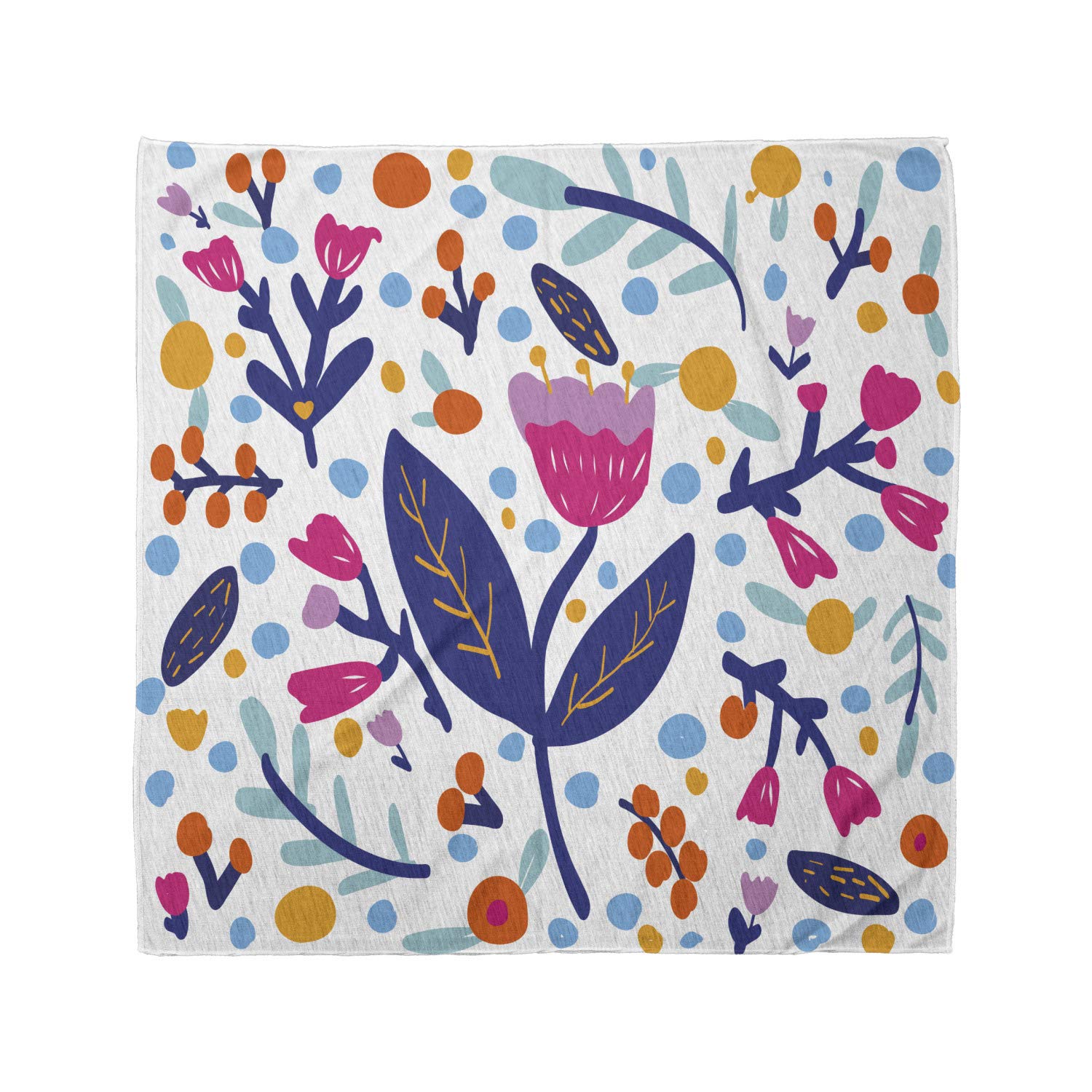 Ambesonne Floral Bandana - Doodle Style Flower Print Unisex Head Scarf & Neck Tie for Women & Men | Perfect for Outdoor Activities, Music Festivals, and Casual Wear