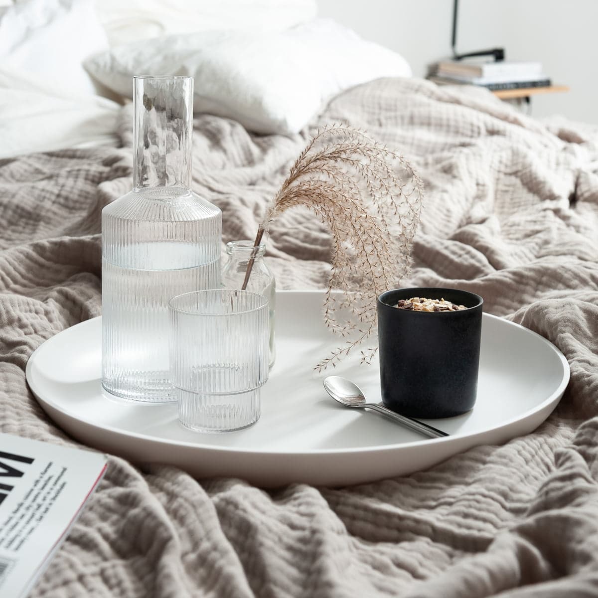FERM LIVING Ripple Glass Carafe - Clear Water Pitcher for Home, Kitchen & Dining Table - Perfect for Serving Juice, Iced Tea & Cocktails