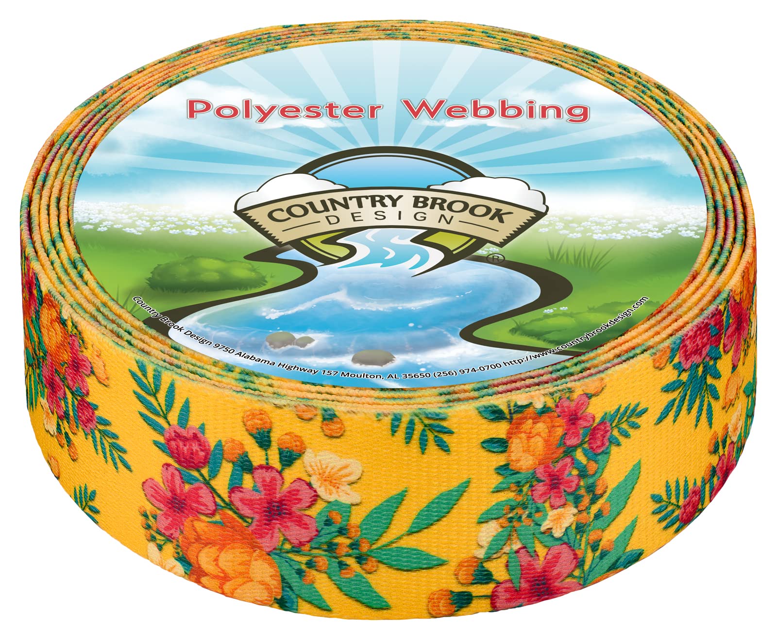 Country Brook Design - Tropical Floral Polyester Webbing for DIY Crafts, Home Decor & Fashion Accessories | Durable & Colorful Fabric Straps for Sewing, Bags & Belts