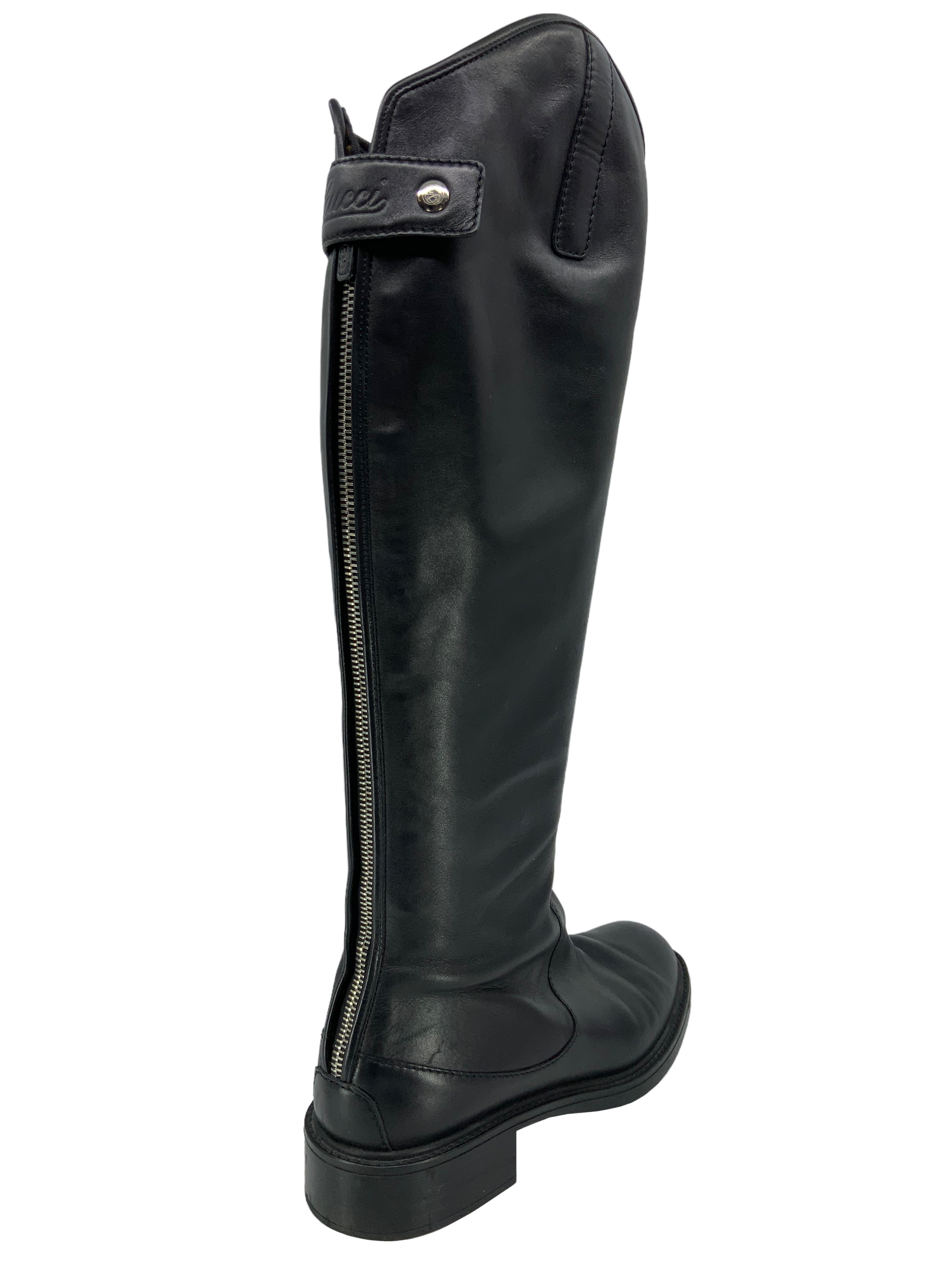 Authentic GUCCI Leather Knee High Boots Women's Size 8.5 - Luxury Fashion Boots for Fall & Winter, Perfect for Office, Party & Evening Outfits