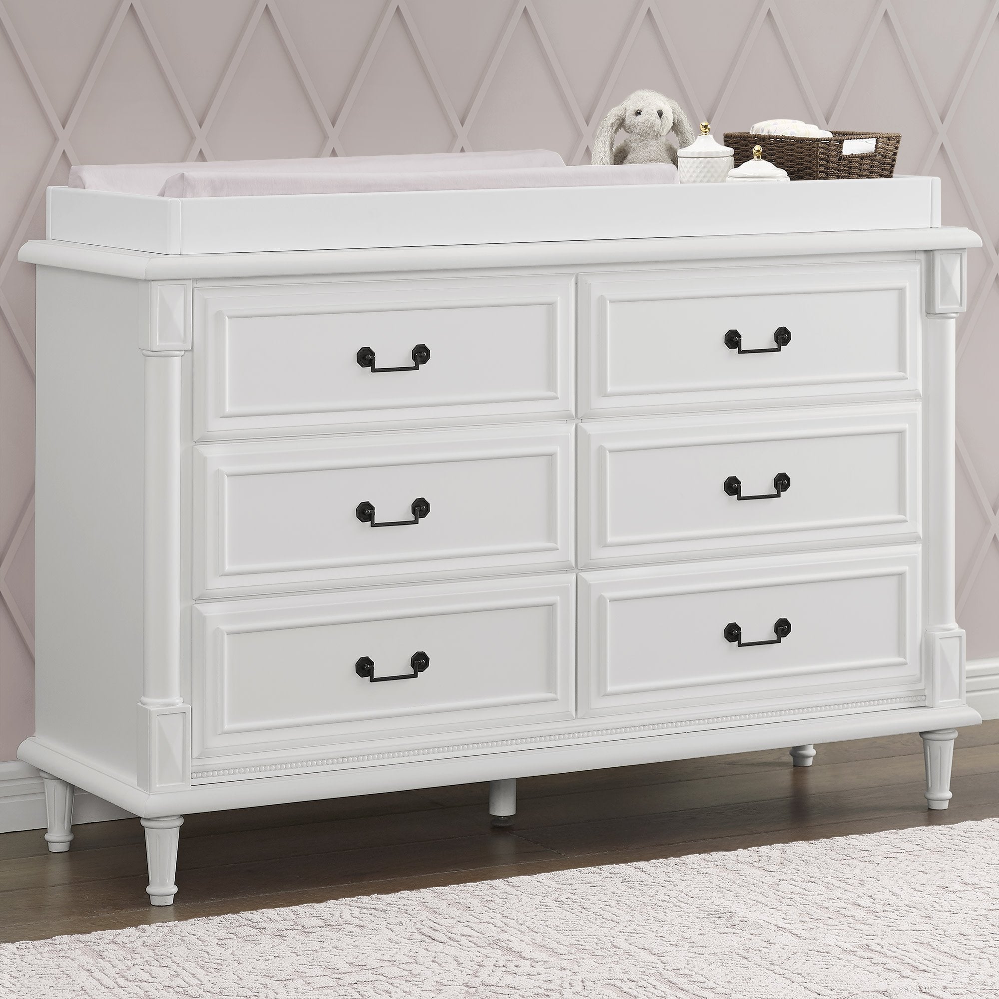 Juliette 6-Drawer Baby Dresser with Changing Table Top - Nursery Storage Organizer for Diapers, Clothes & Baby Essentials | Perfect for Newborn Rooms & Toddler Bedrooms