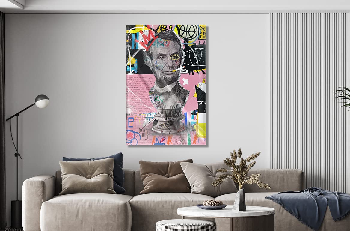 Lincoln Pop Art Wall Decor - Acrylic Picture Frames for Home & Office - Modern Wall Art for Living Room, Bedroom & Boys Room - Multiple Sizes & Wood Support Options (20